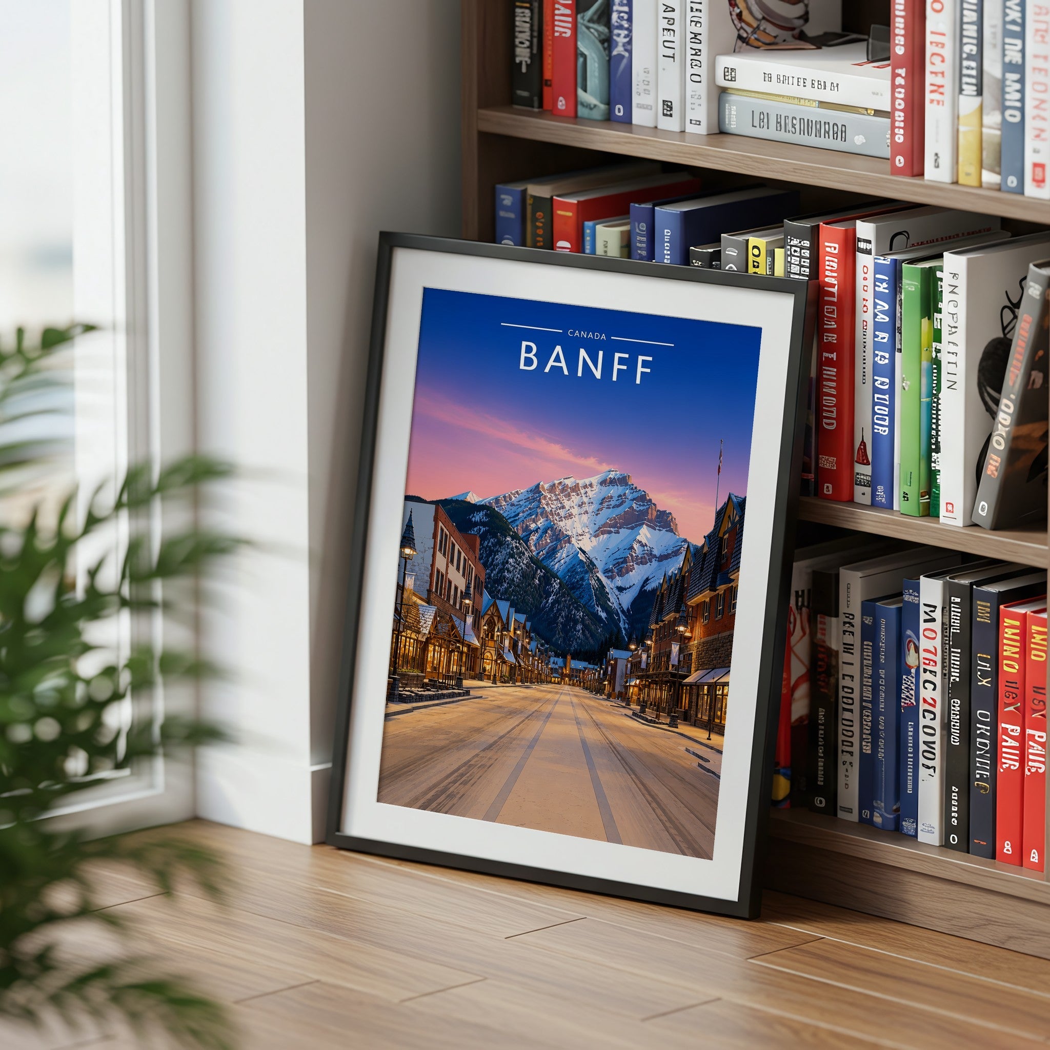 Banff Travel Poster mounted in a black frame