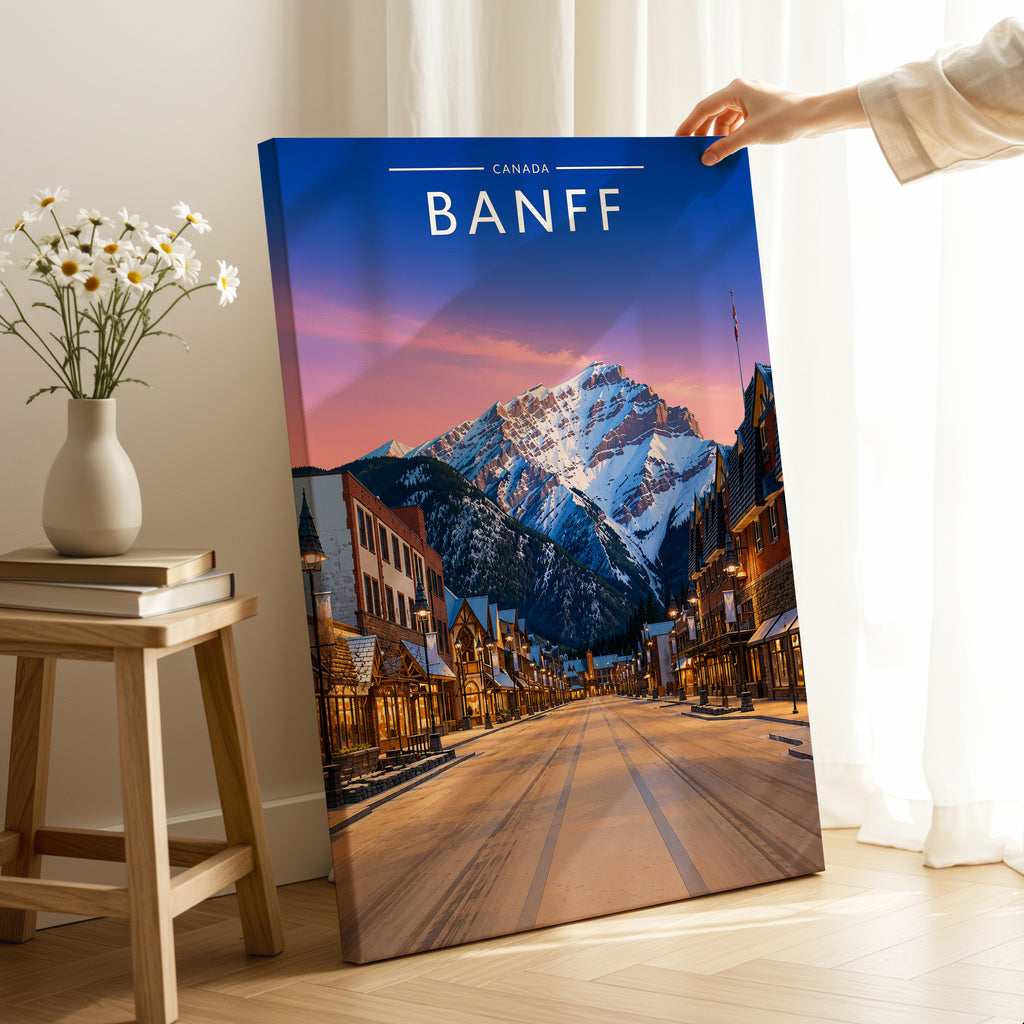 Banff Travel Poster as a gallery-wrapped canvas