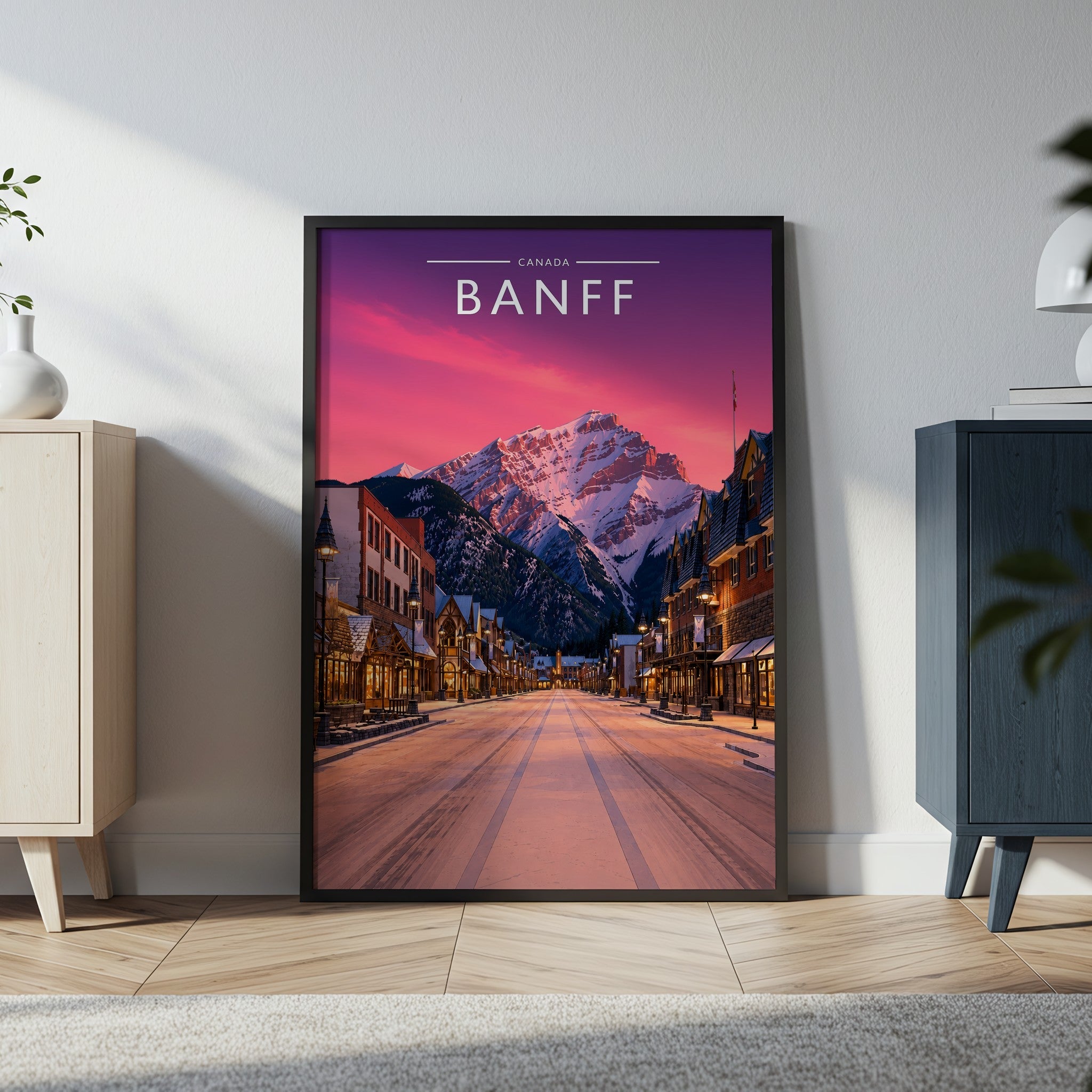 Banff #2 Travel Poster in a black frame