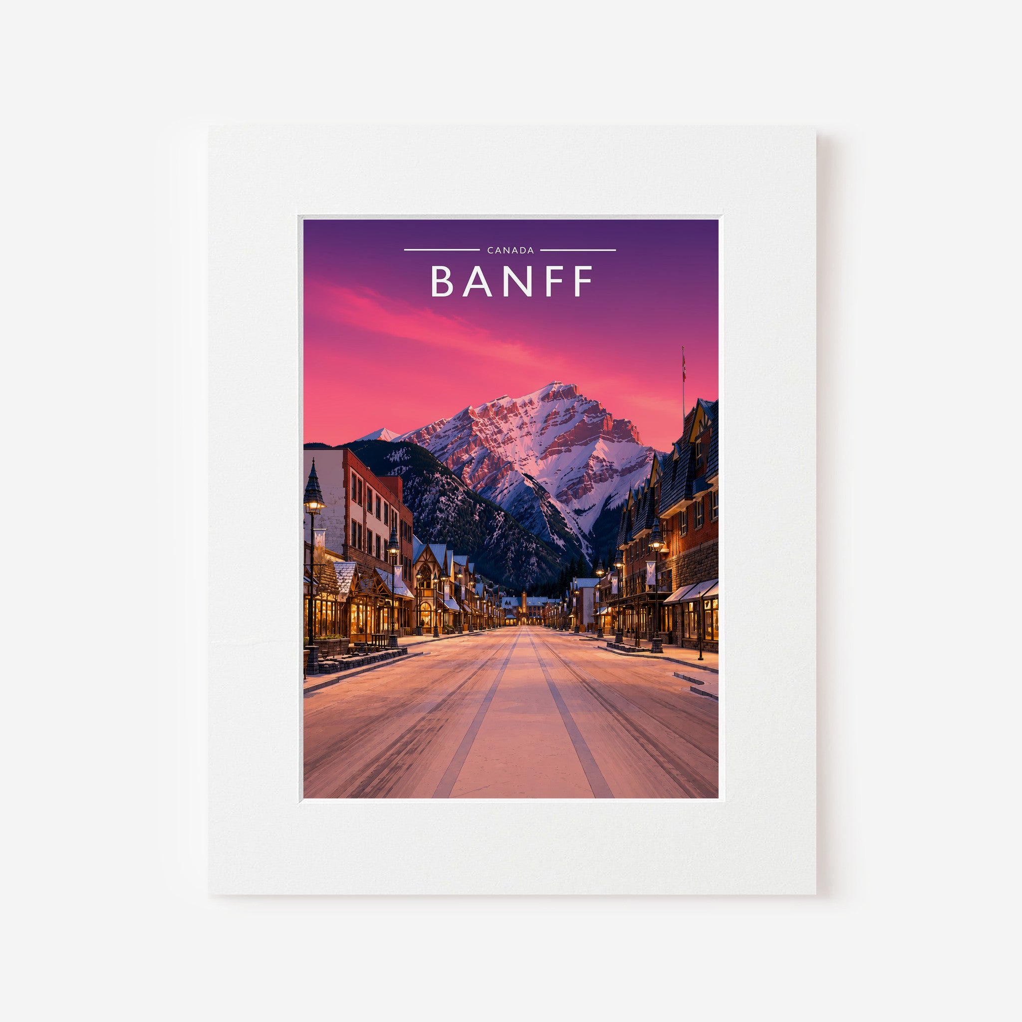 Banff #2 Travel Poster in a white mount