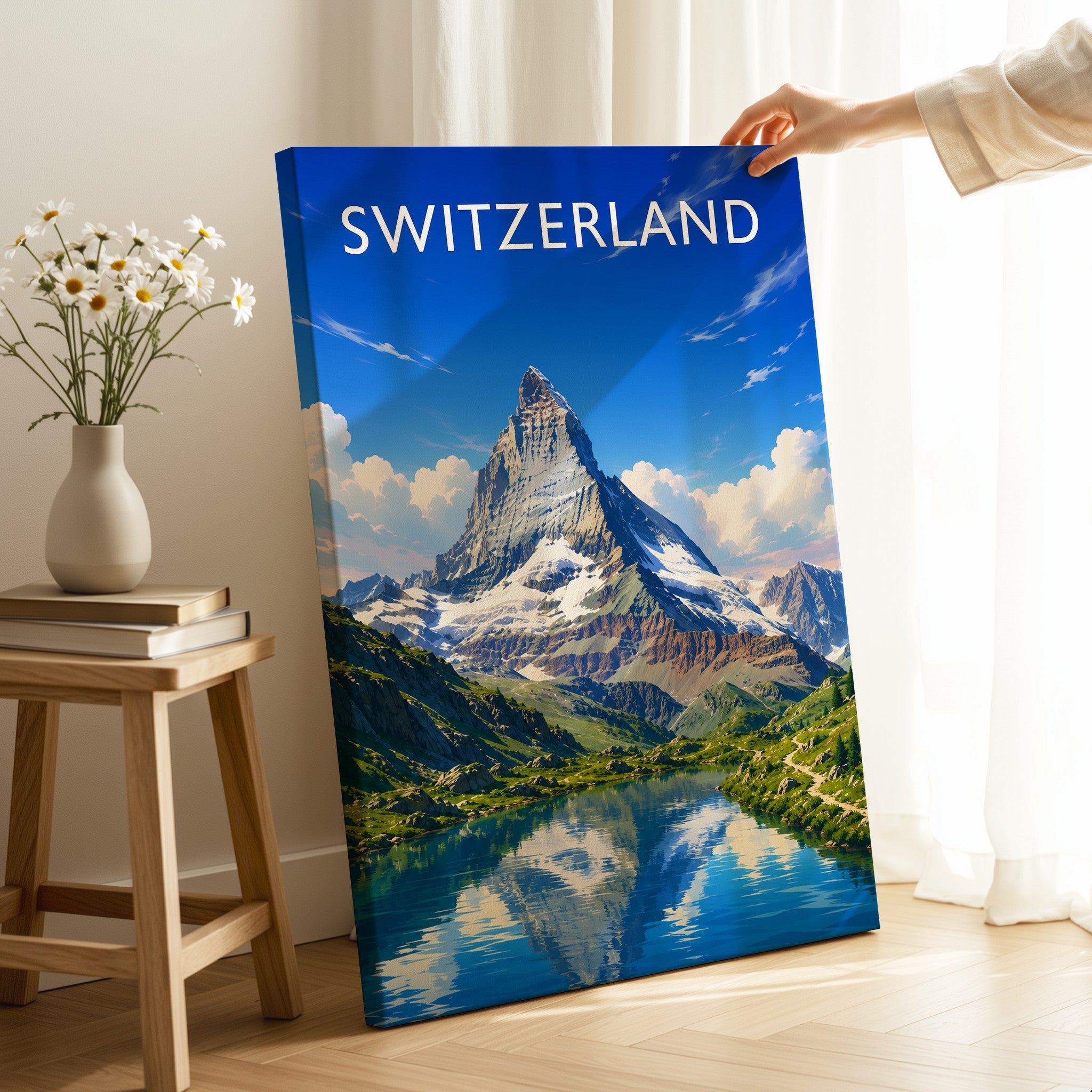 Switzerland Travel Poster as a gallery-wrapped canvas