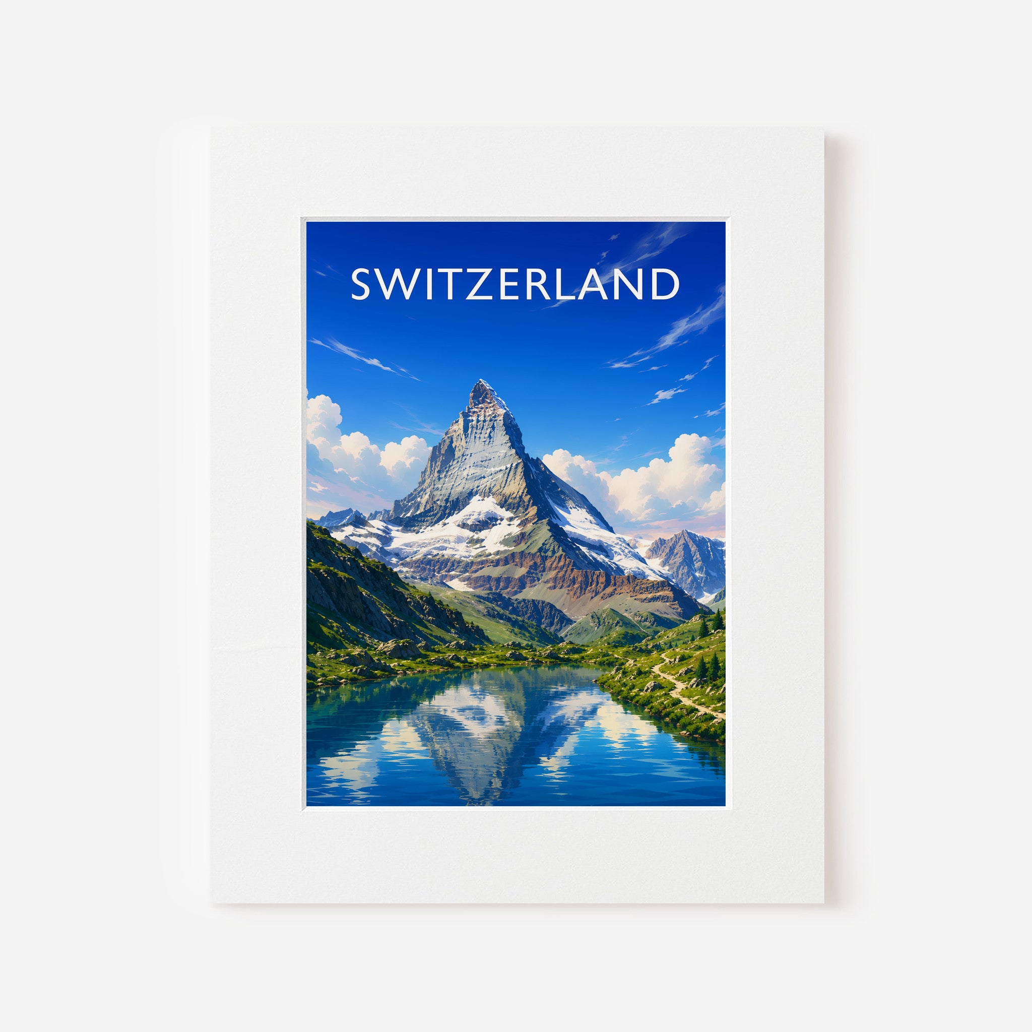 Switzerland Travel Poster in a white mount