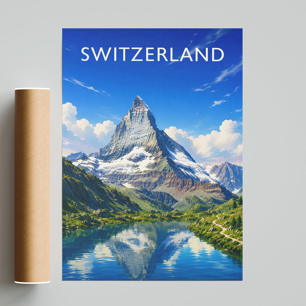 Switzerland Travel Poster - fine art print with shipping tube
