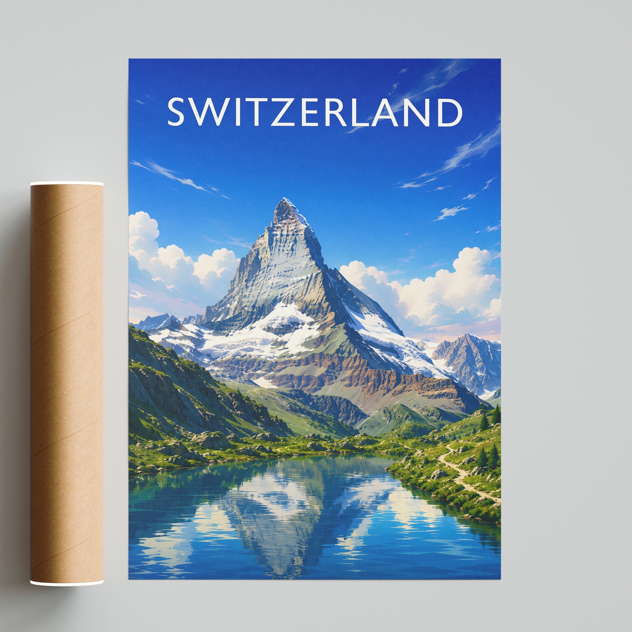 Switzerland Travel Poster - fine art print with shipping tube