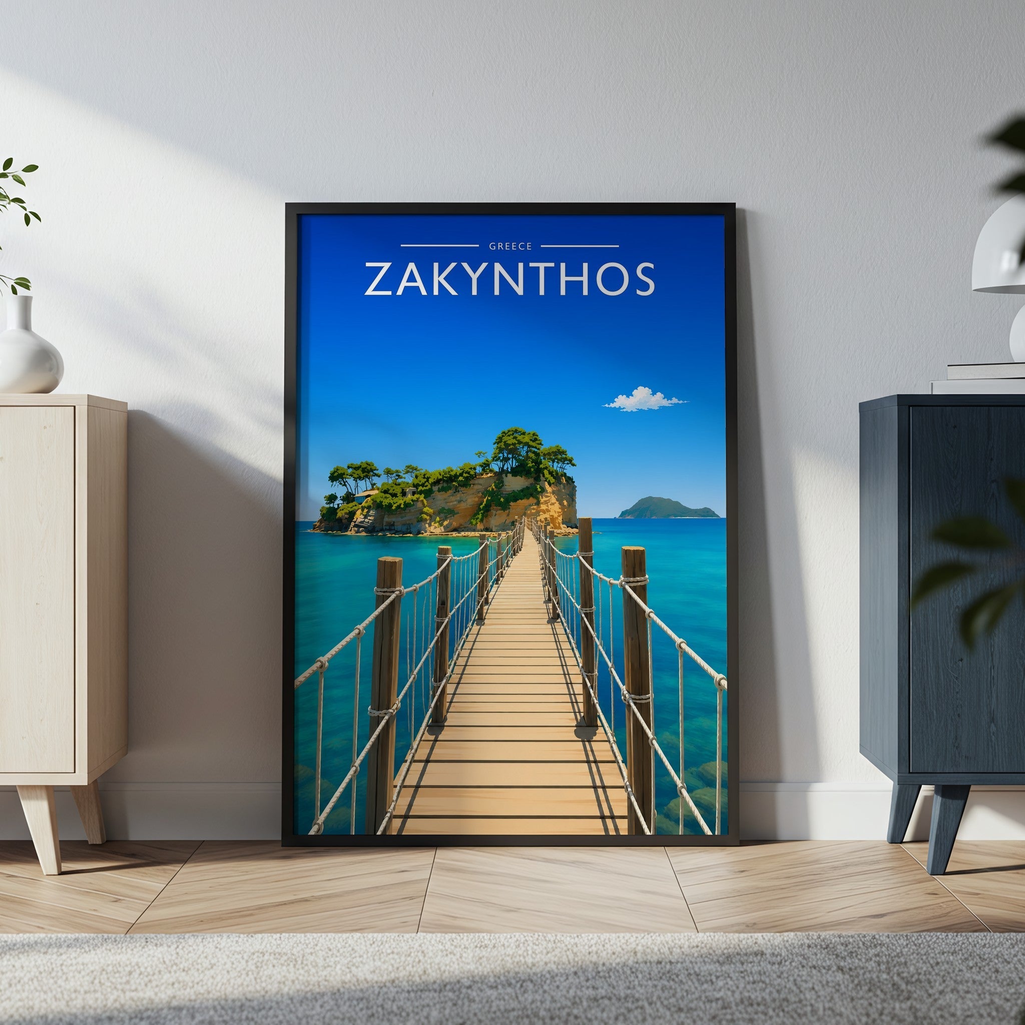 Zakynthos #2 Travel Poster in a black frame