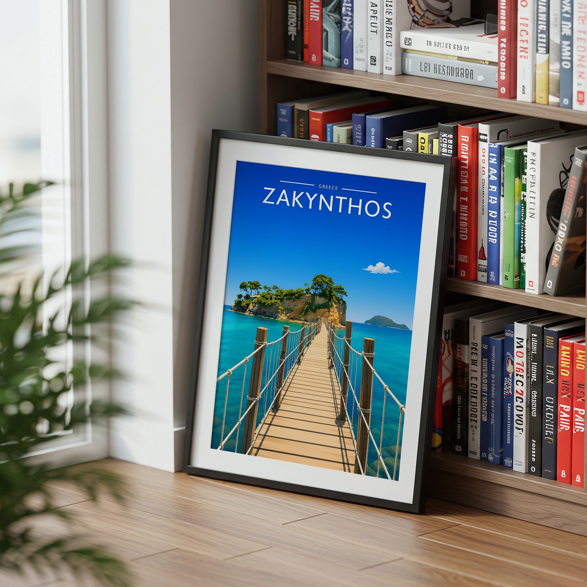 Zakynthos #2 Travel Poster mounted in a black frame