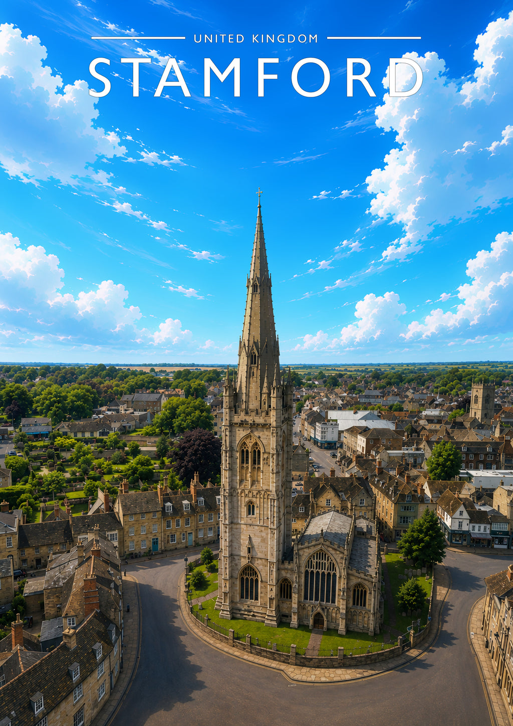 Stamford #11 Travel Poster - A4 travel poster print