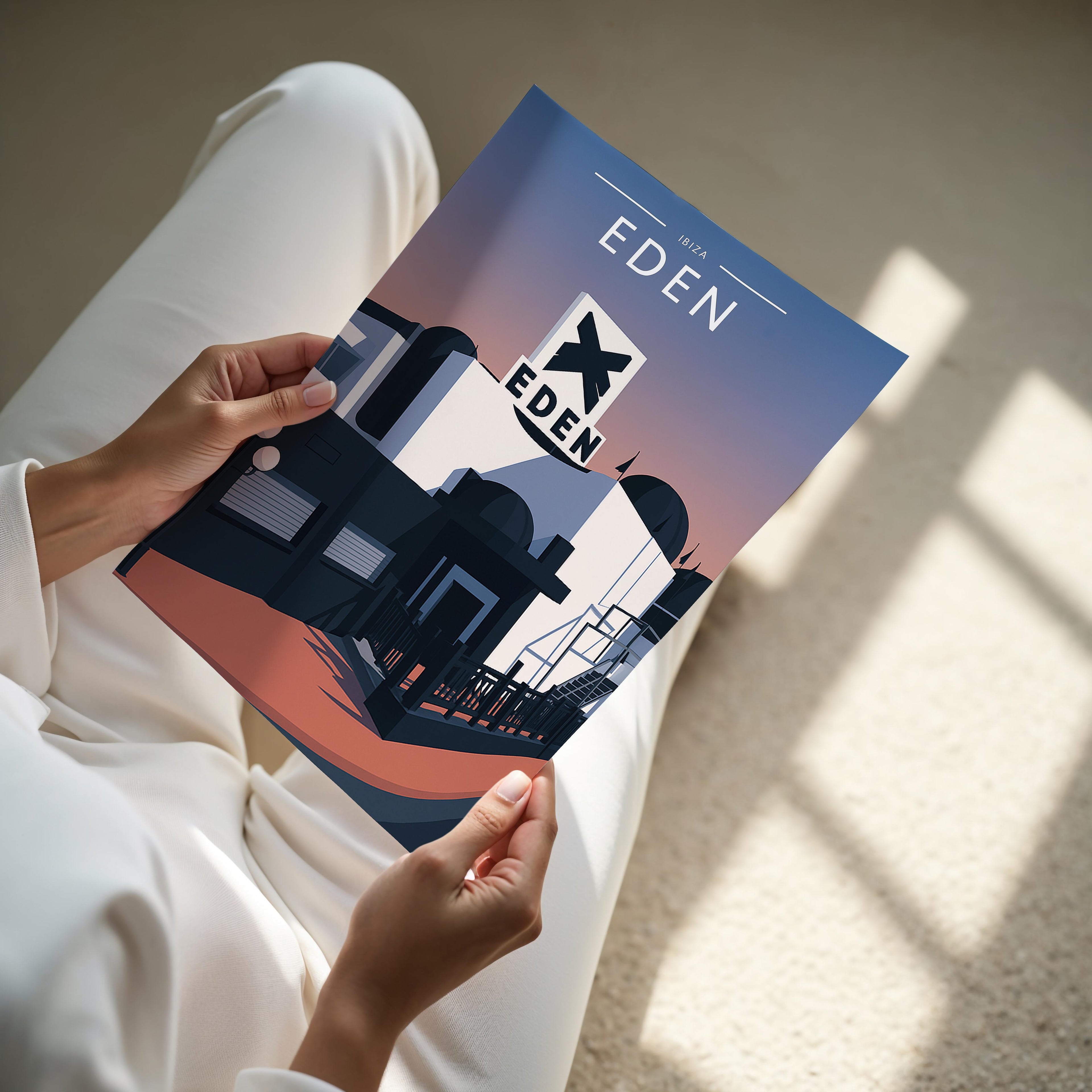 Ibiza Travel Poster - A4 print held in hand