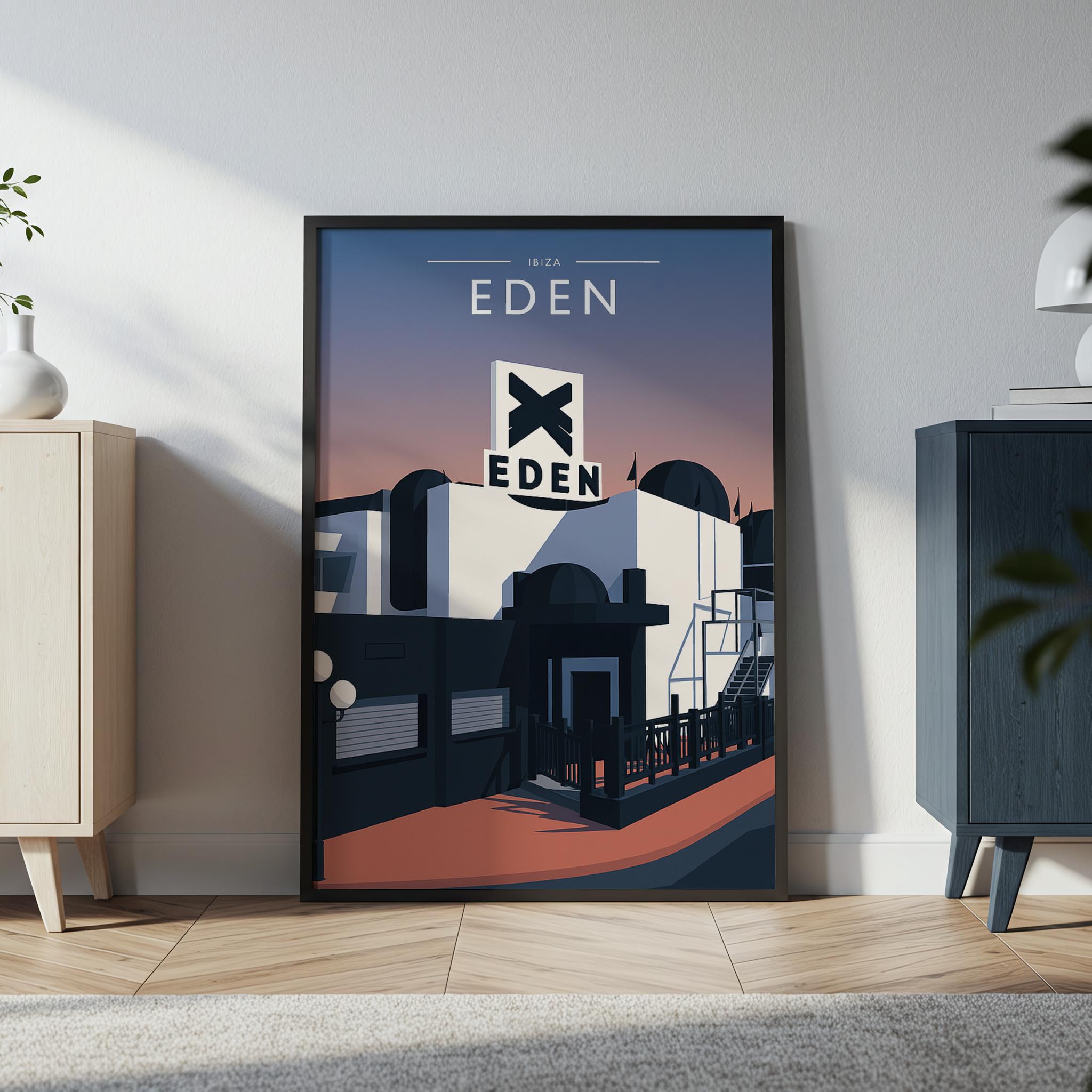 Ibiza Travel Poster in a black frame