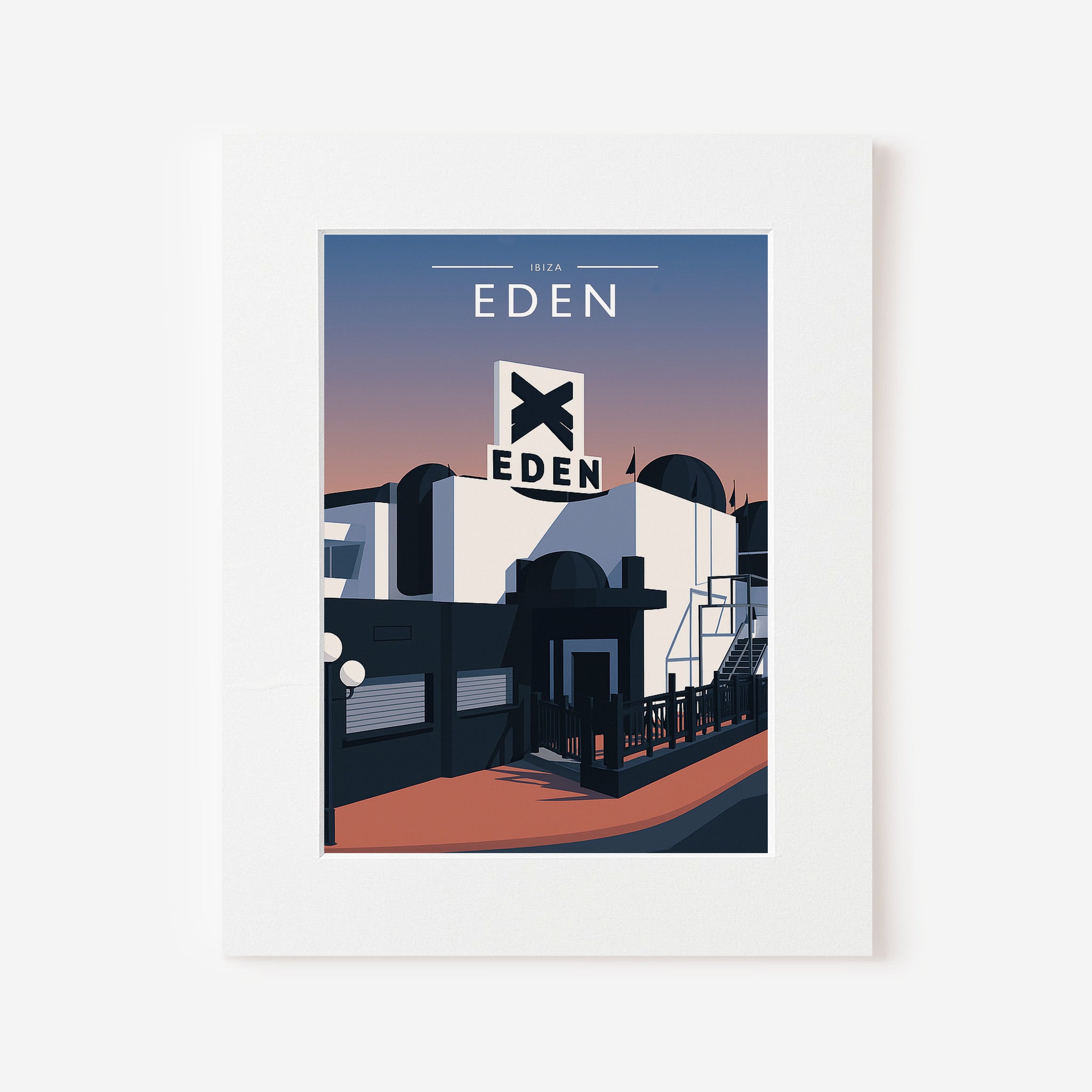 Ibiza Travel Poster in a white mount