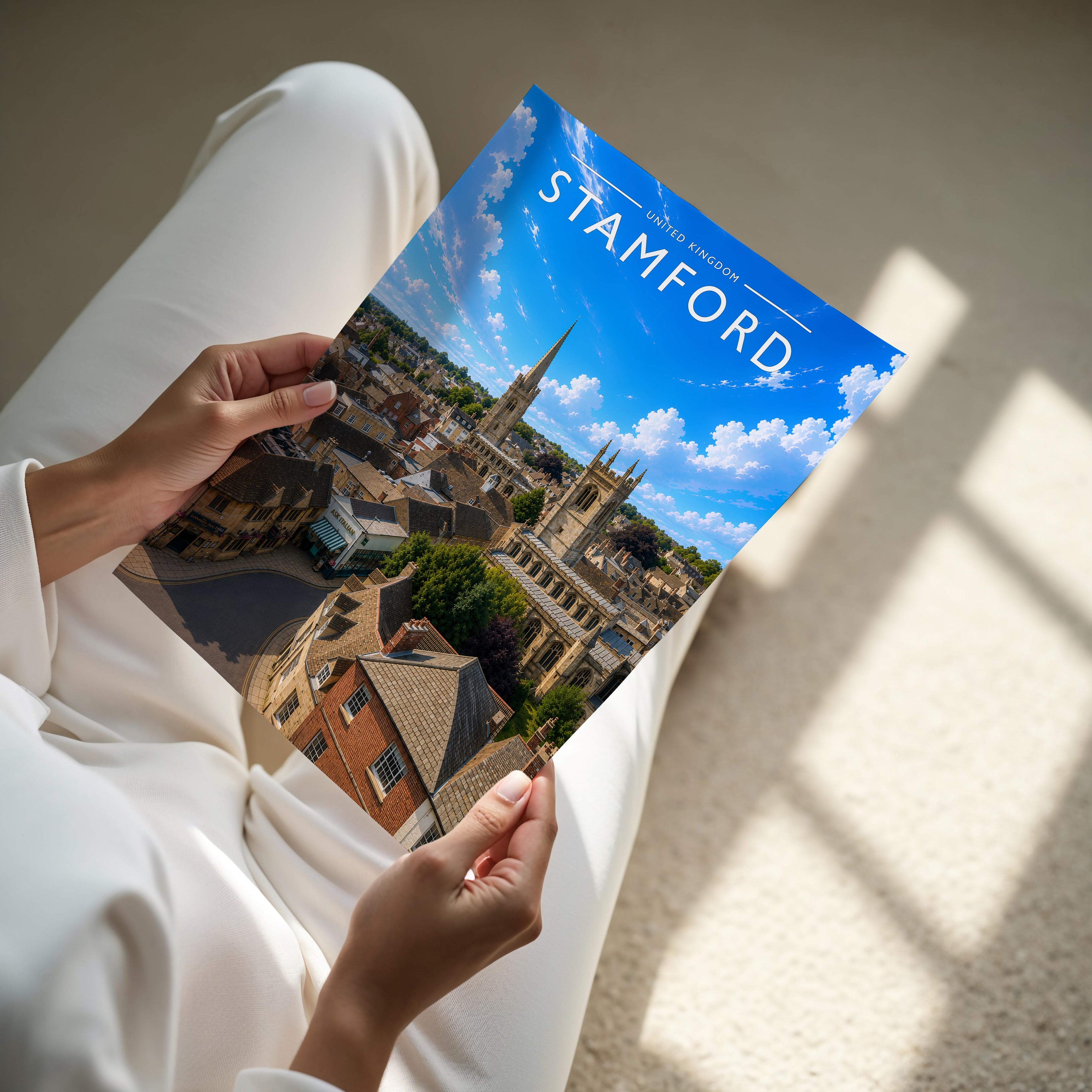 Stamford #12 Travel Poster - A4 print held in hand