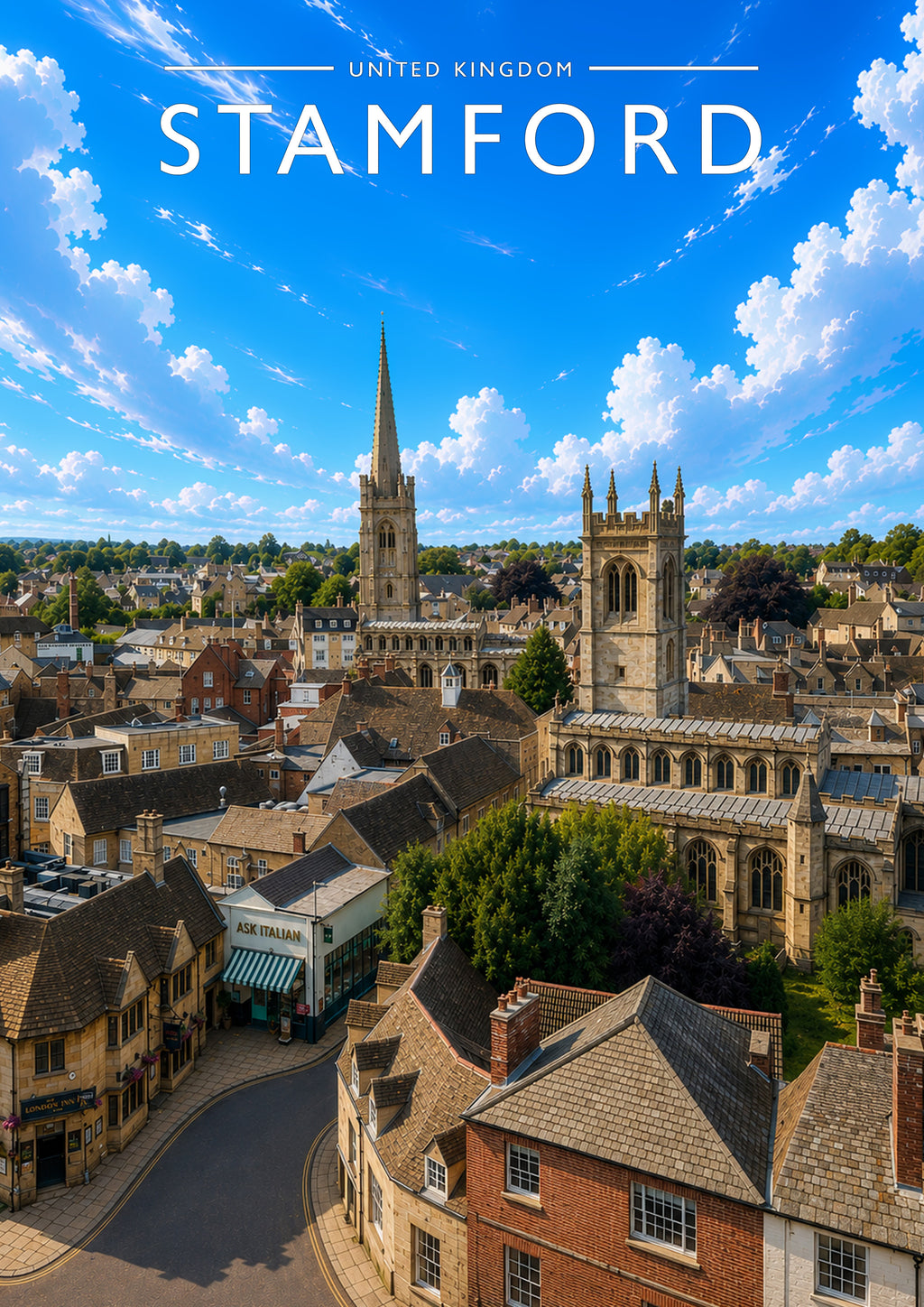 Stamford #12 Travel Poster - A4 travel poster print