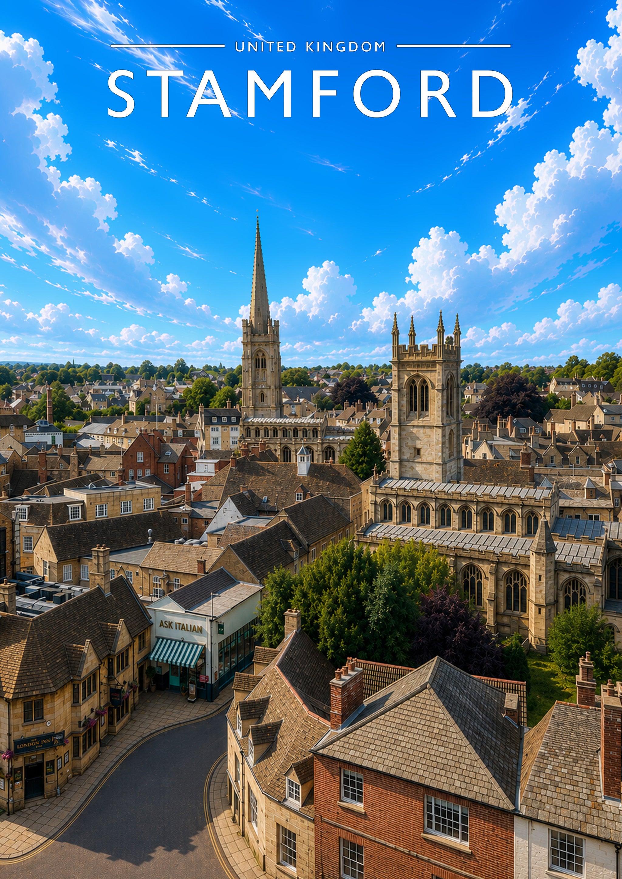 Stamford #12 Travel Poster - A4 travel poster print