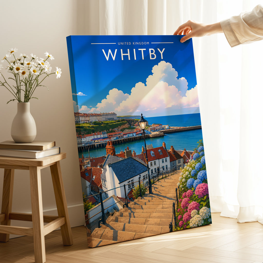 Whitby #3 Travel Poster as a gallery-wrapped canvas