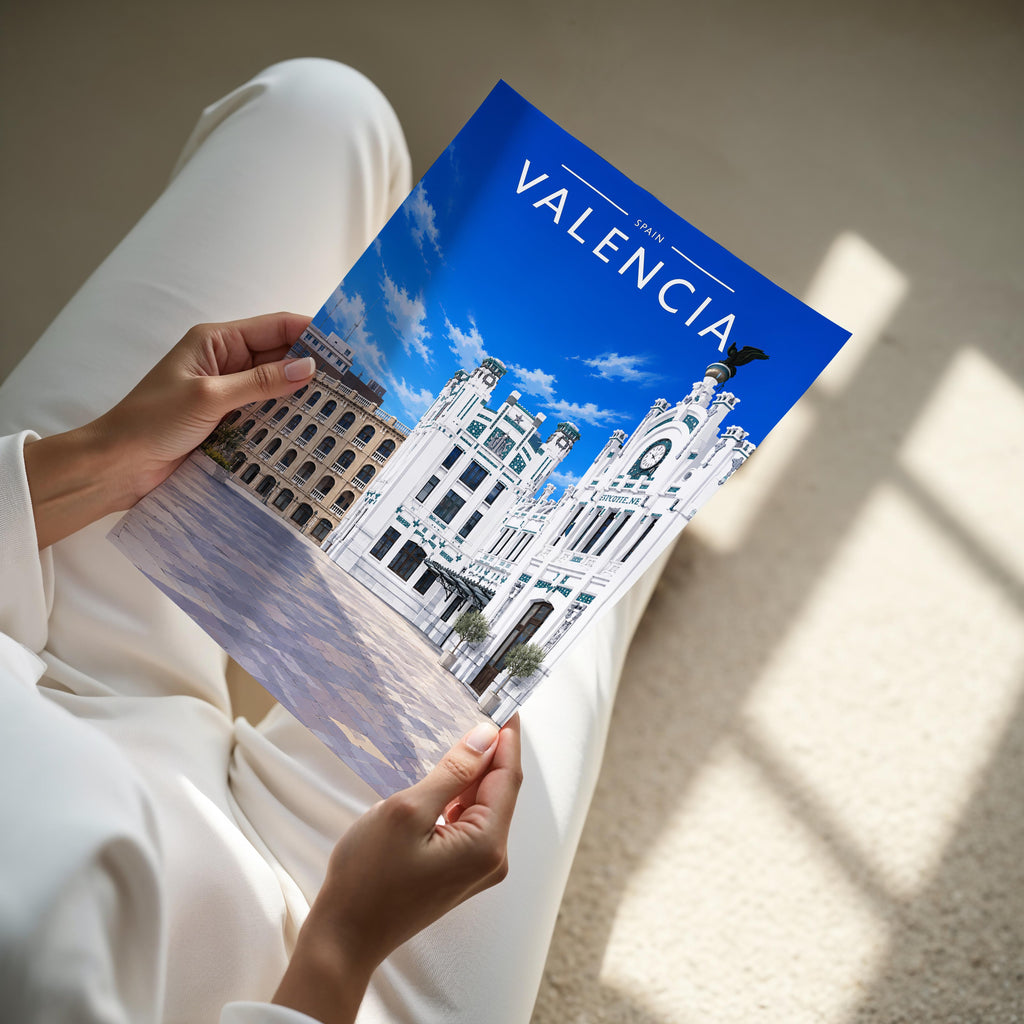 Valencia #2 Travel Poster - A4 print held in hand