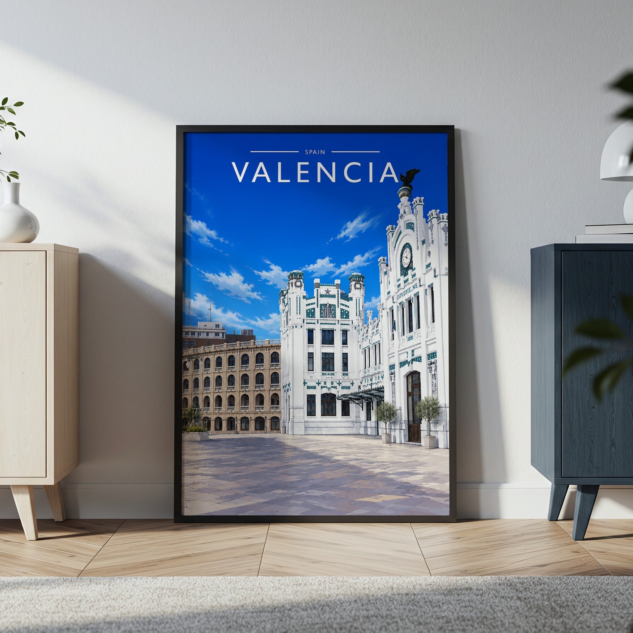 Valencia #2 Travel Poster in a black frame