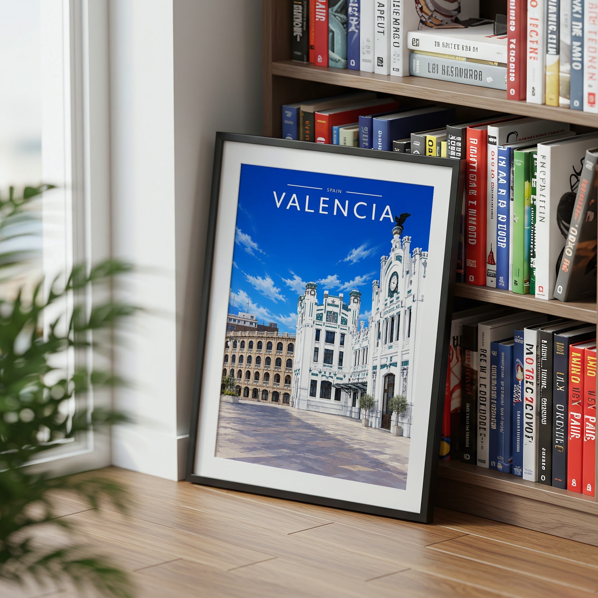 Valencia #2 Travel Poster mounted in a black frame