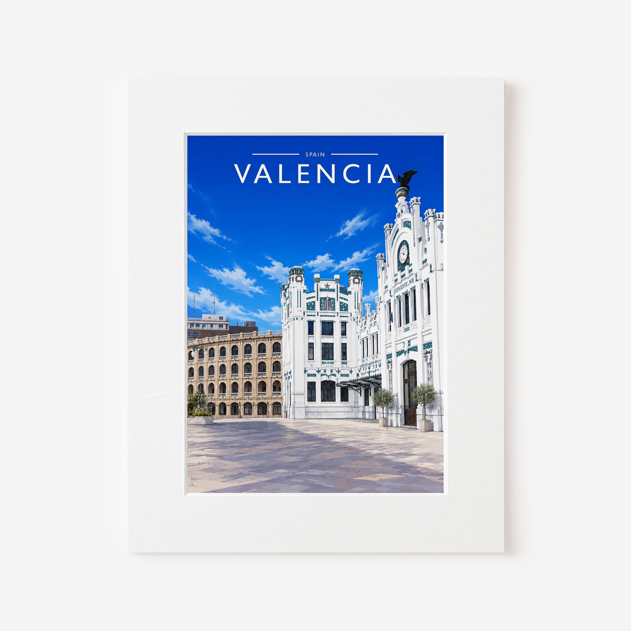 Valencia #2 Travel Poster in a white mount