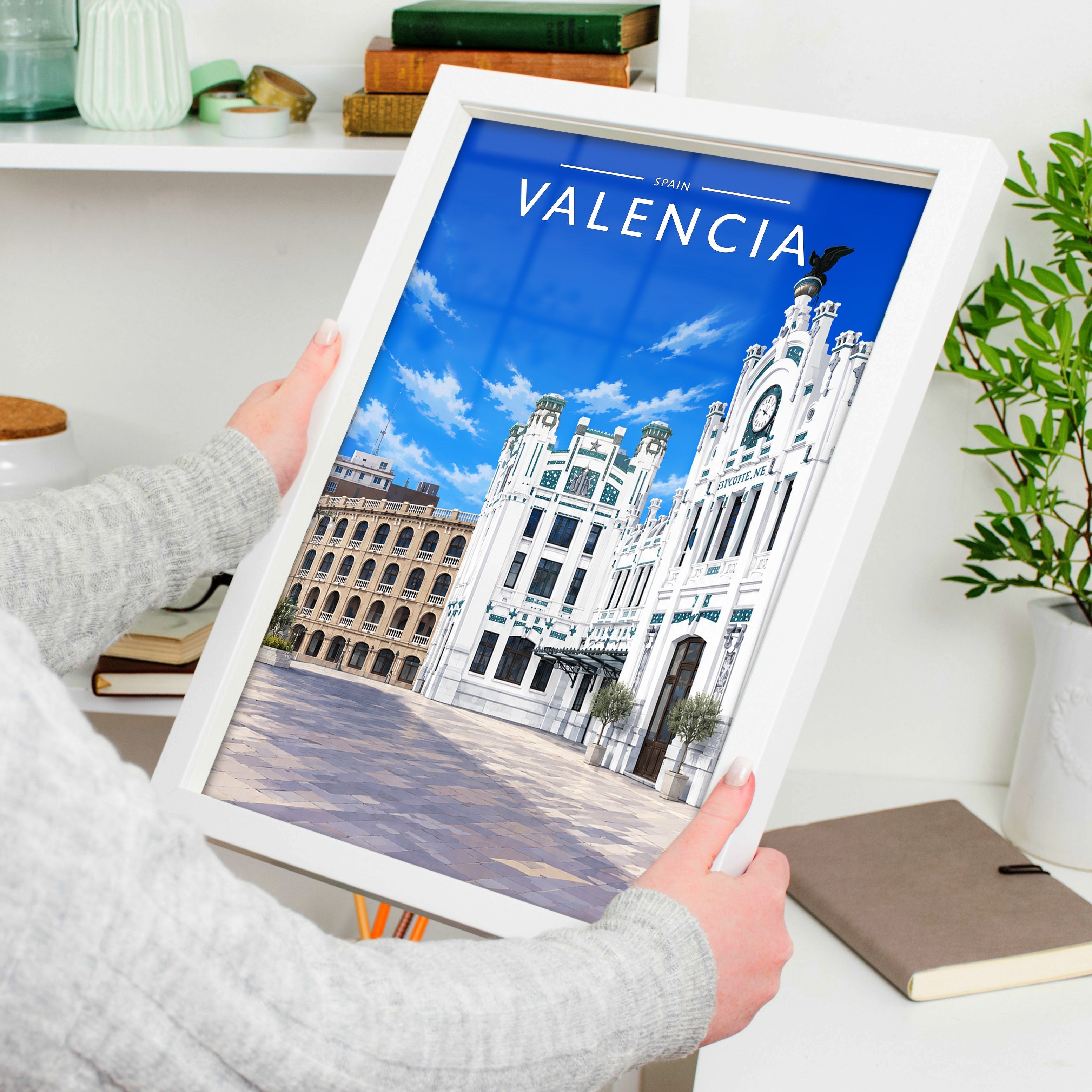 Valencia #2 Travel Poster held in a white frame