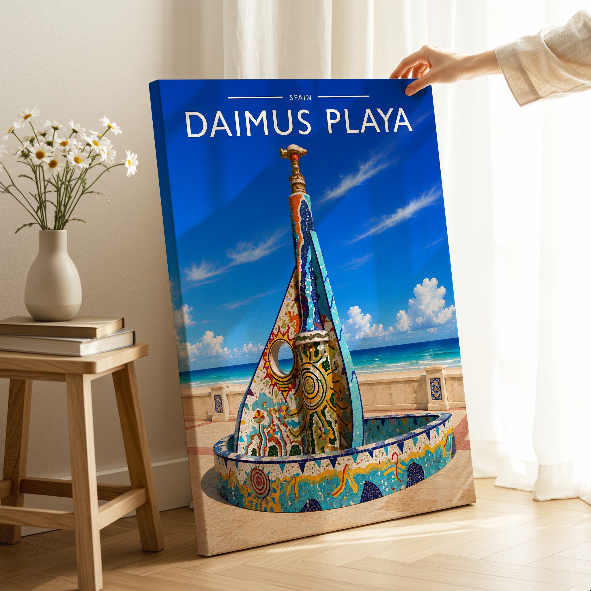 Daimus Playa Travel Poster as a gallery-wrapped canvas