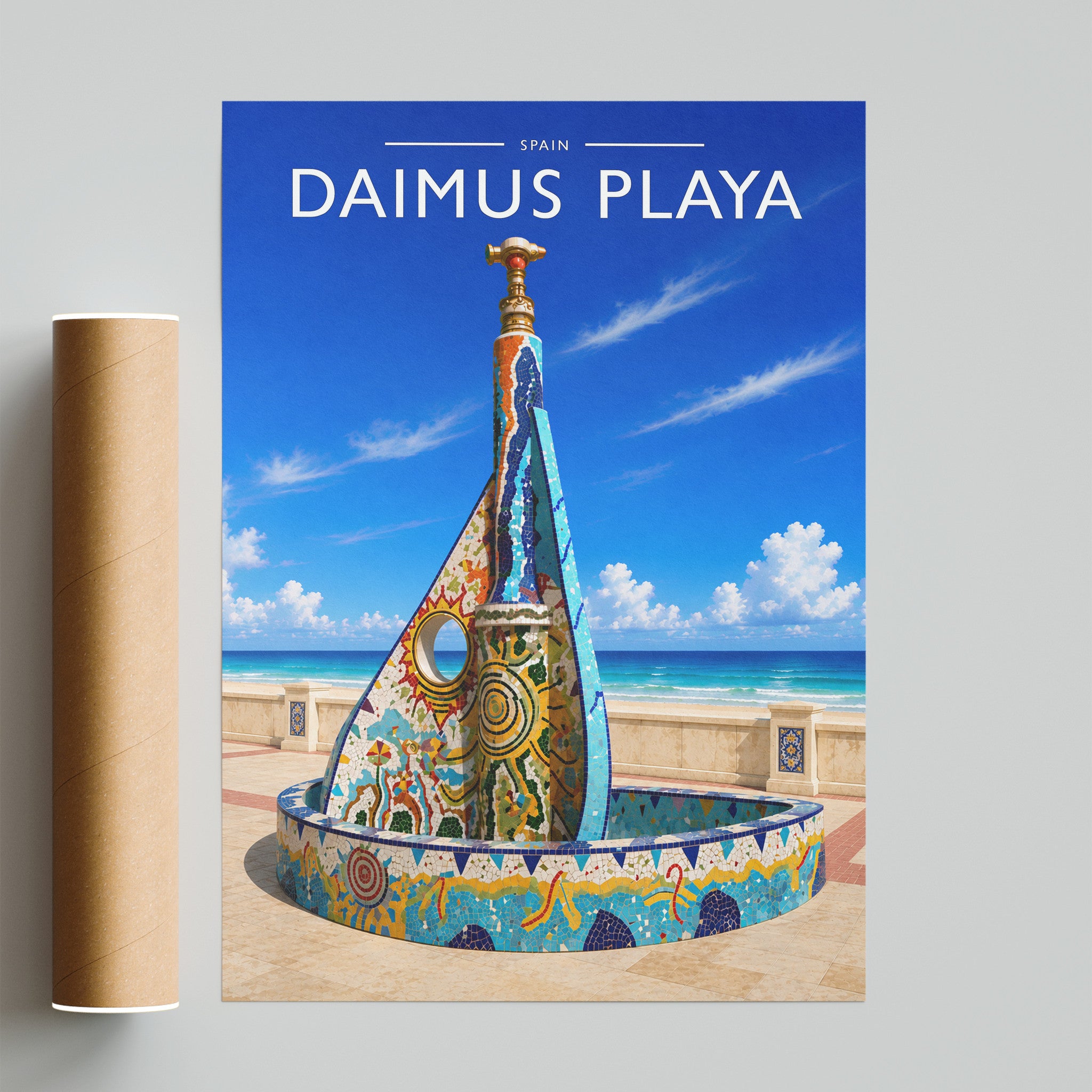 Daimus Playa Travel Poster - fine art print with shipping tube