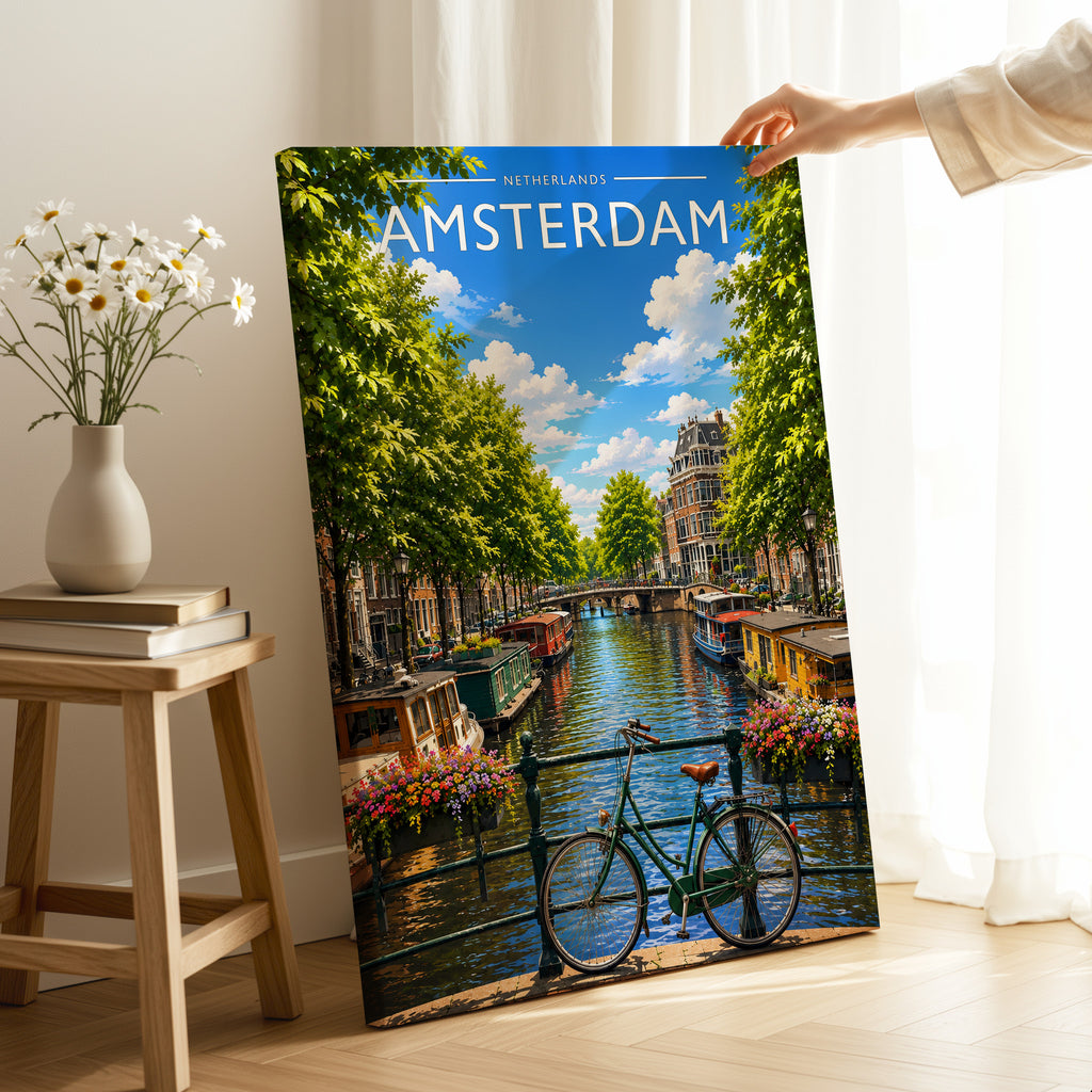 Amsterdam #3 Travel Poster as a gallery-wrapped canvas