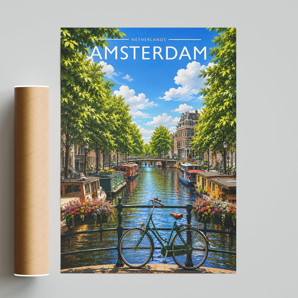 Amsterdam #3 Travel Poster - fine art print with shipping tube