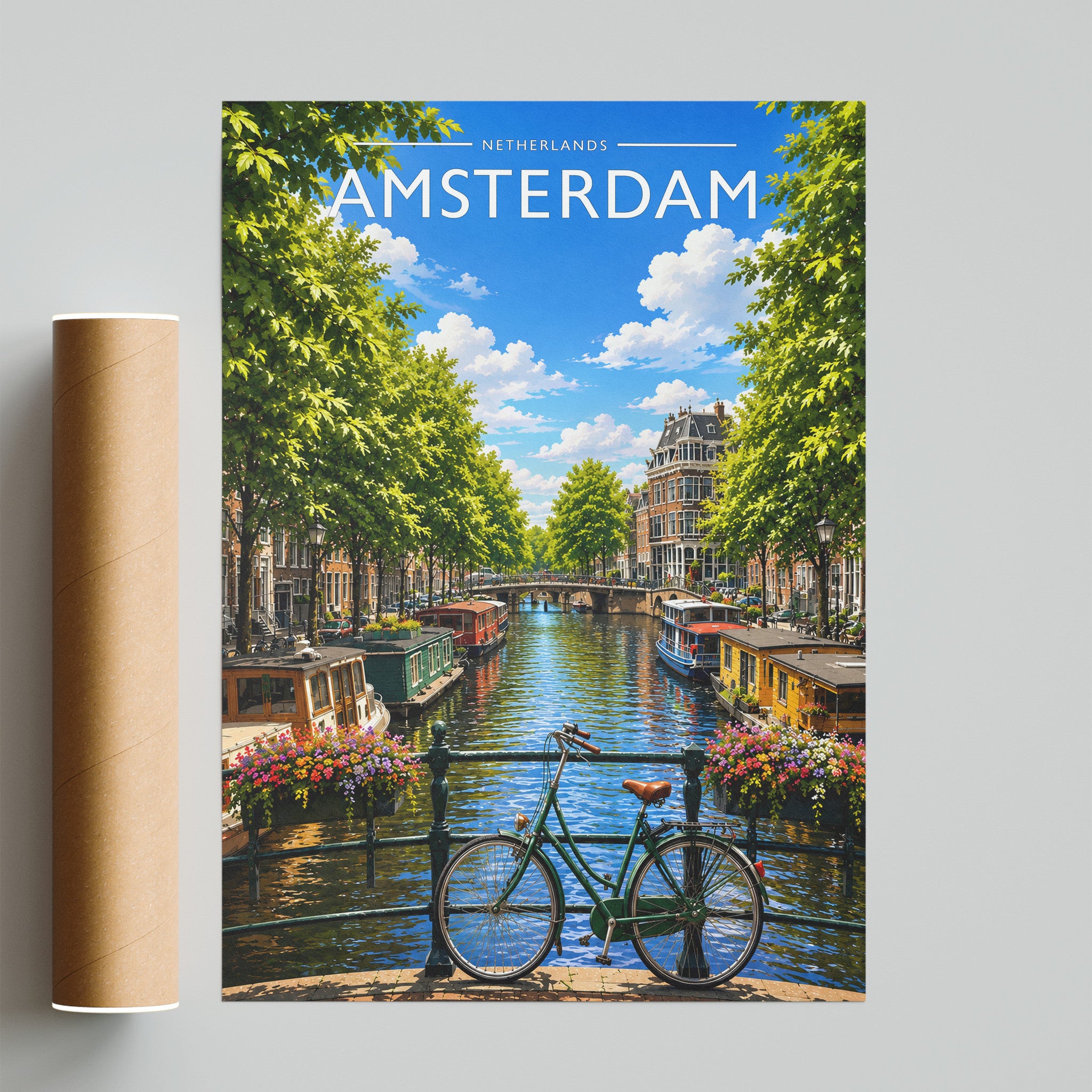 Amsterdam #3 Travel Poster - fine art print with shipping tube