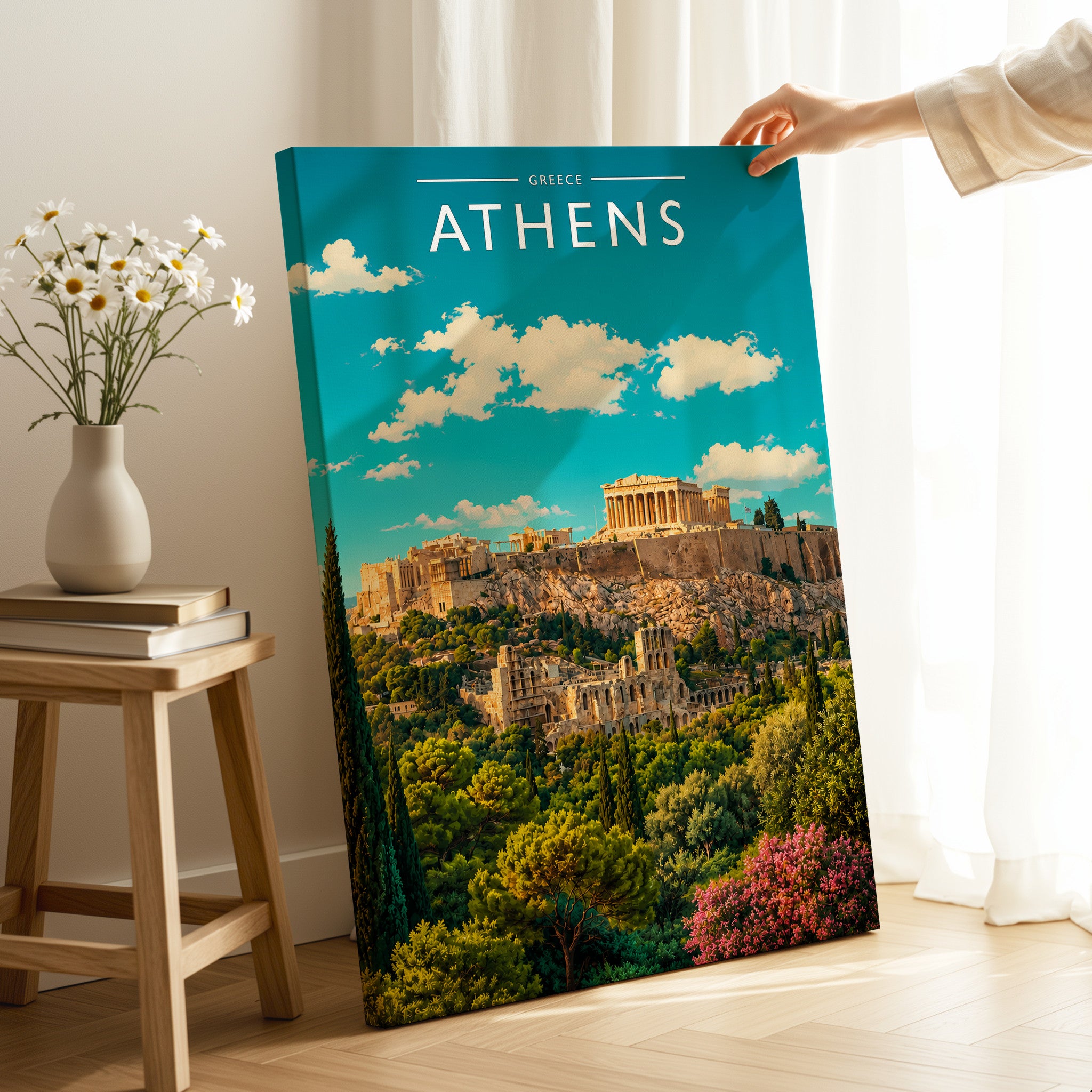 Athens Travel Poster as a gallery-wrapped canvas