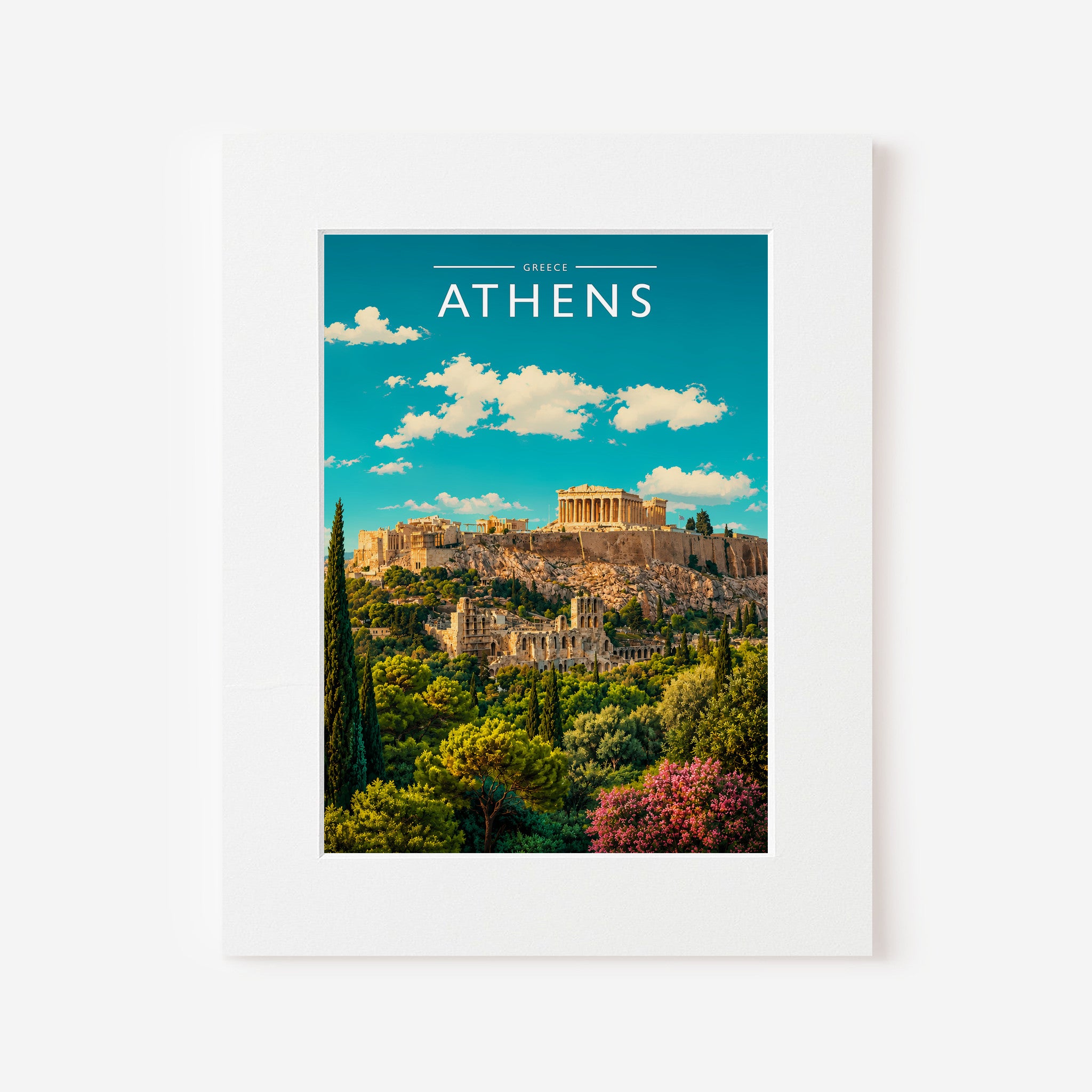 Athens Travel Poster in a white mount