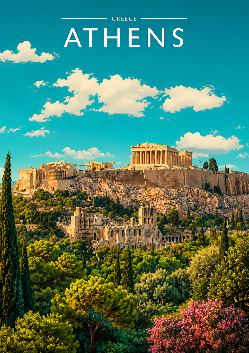 Athens Travel Poster - A4 travel poster print