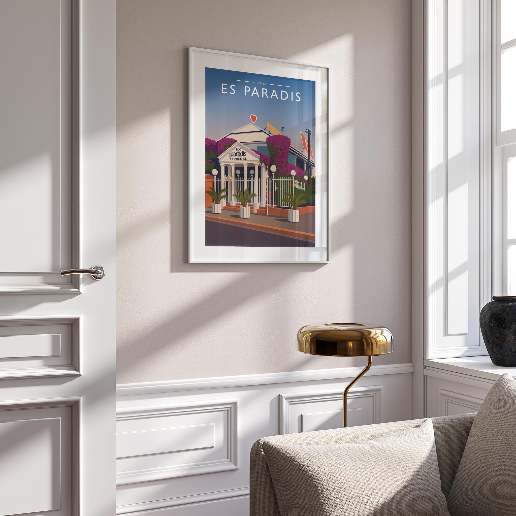 Ibiza #2 Travel Poster mounted in a white frame
