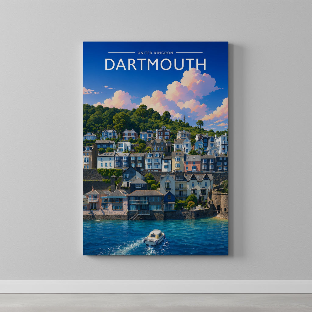 Dartmouth #3 Travel Poster as a gallery-wrapped canvas on a plain wall