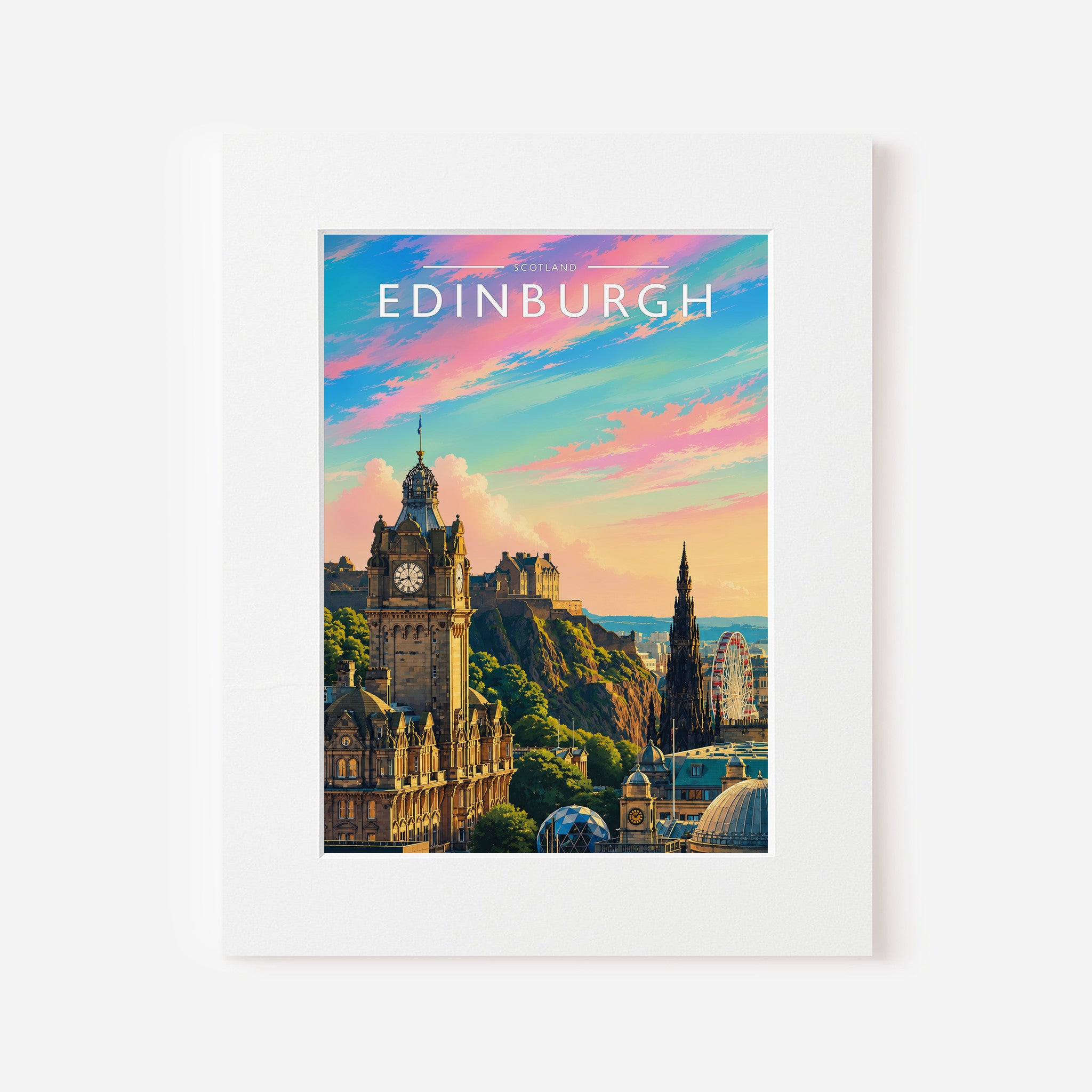 Edinburgh Travel Poster in a white mount