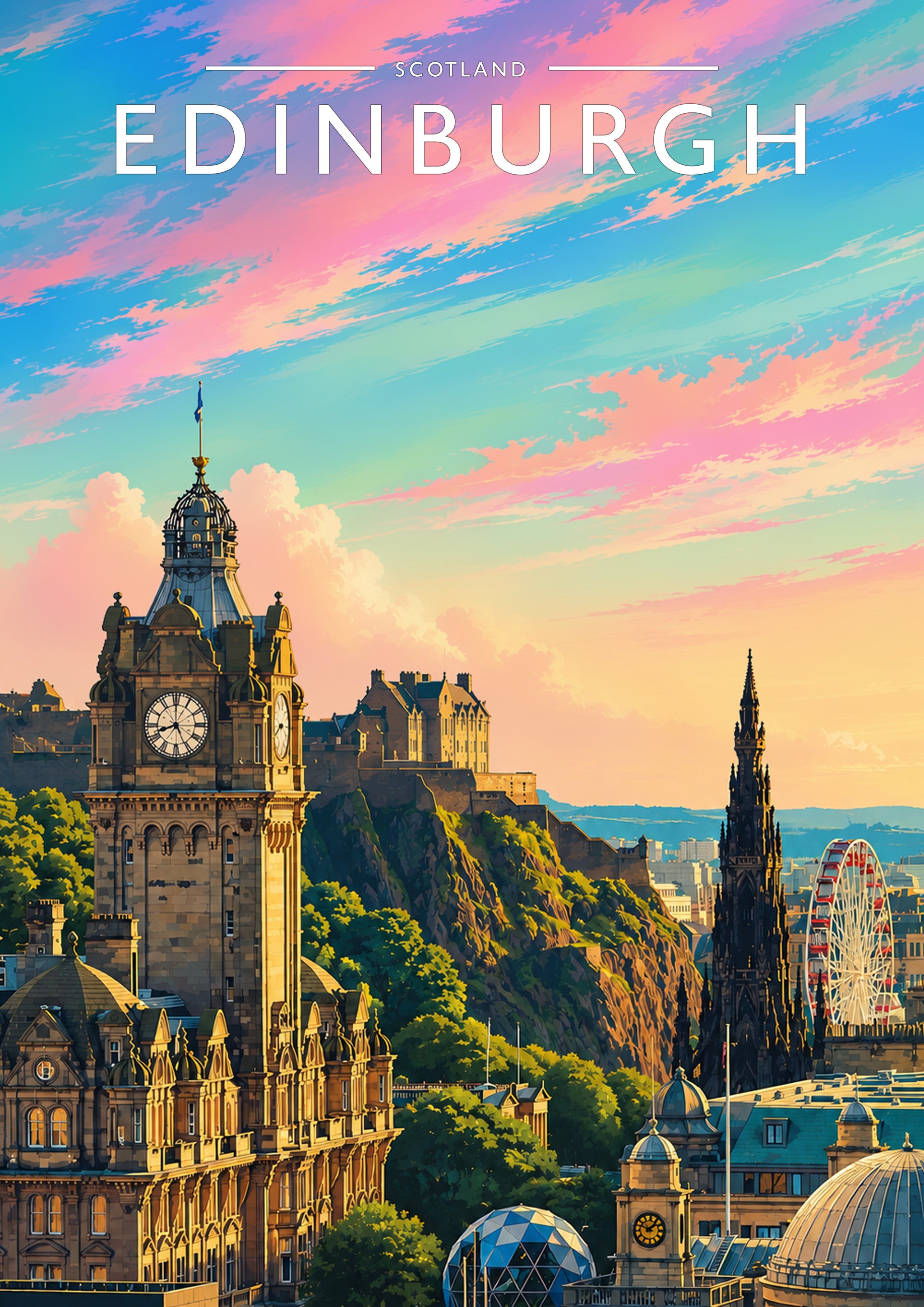 Edinburgh Travel Poster - A4 travel poster print