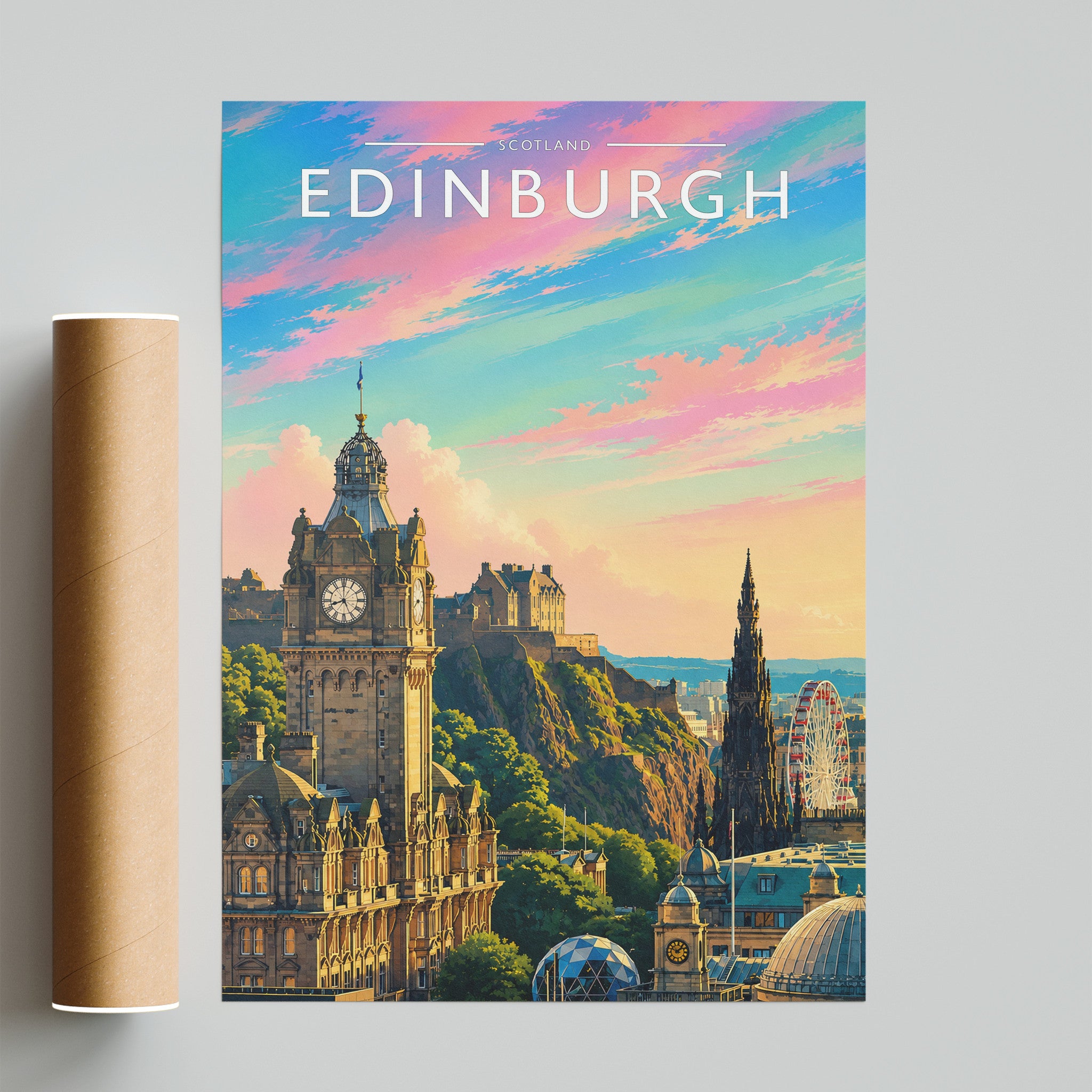 Edinburgh Travel Poster - fine art print with shipping tube