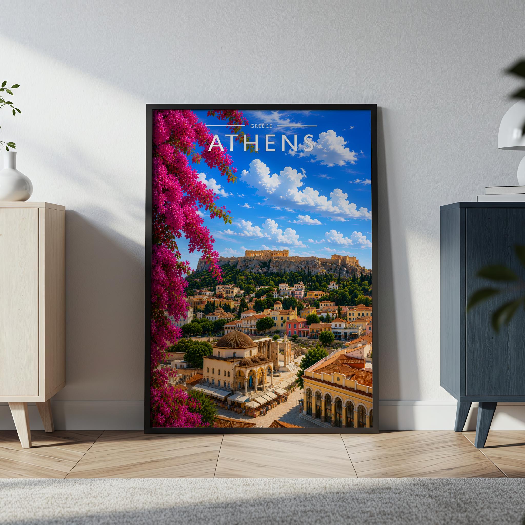 Athens #2 Travel Poster in a black frame