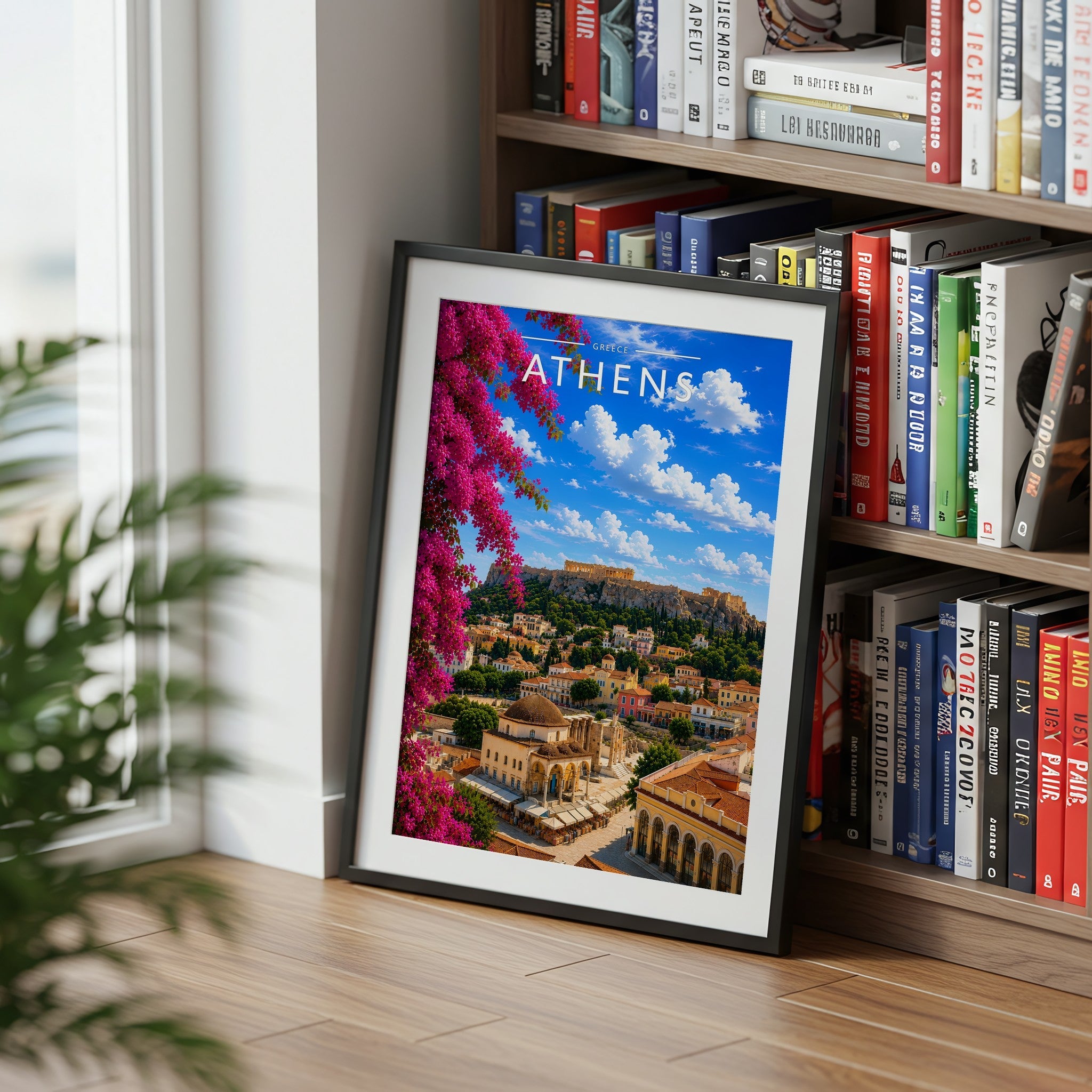 Athens #2 Travel Poster mounted in a black frame