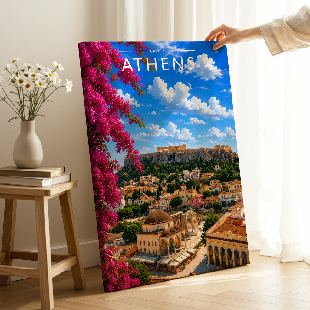Athens #2 Travel Poster as a gallery-wrapped canvas