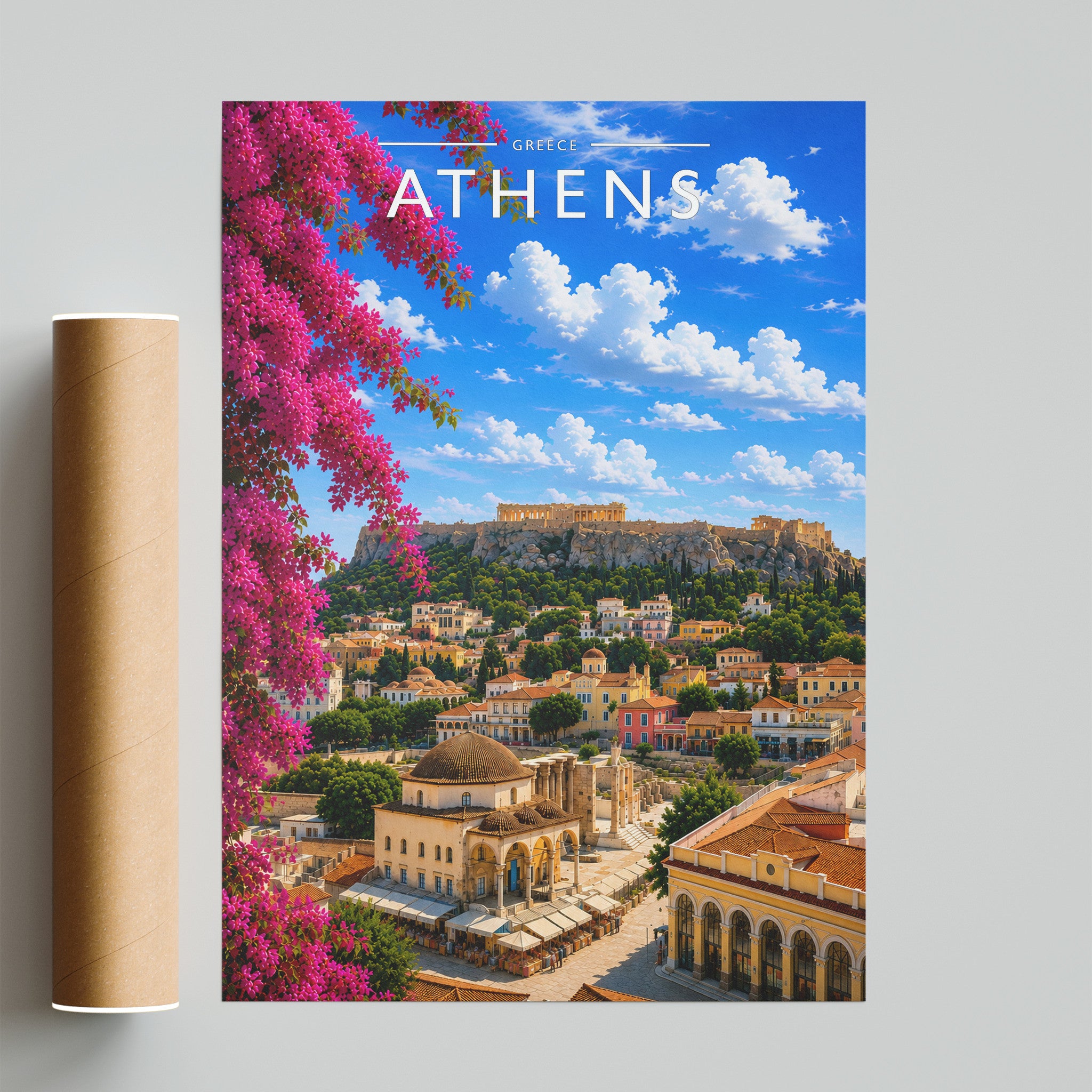 Athens #2 Travel Poster - fine art print with shipping tube