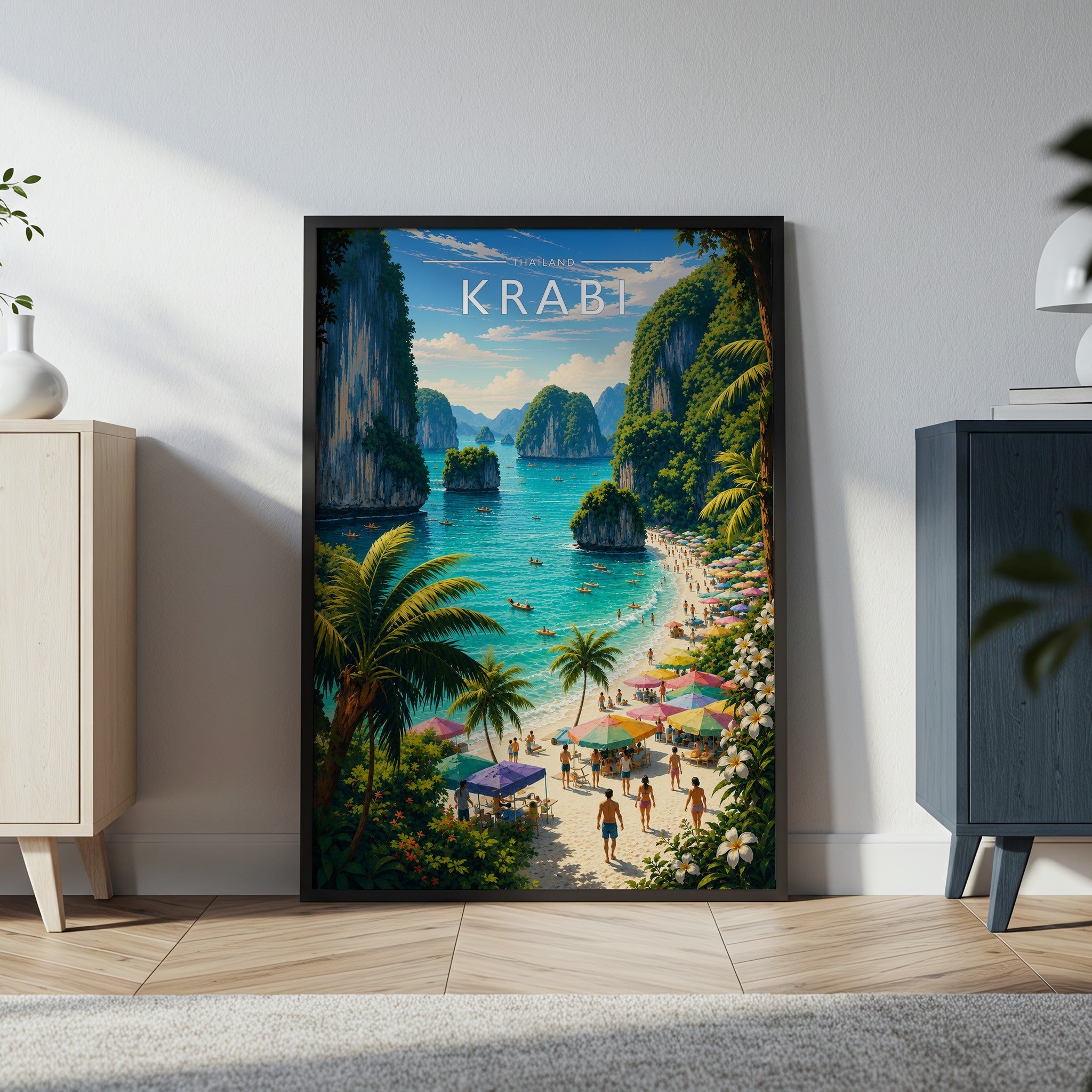 Krabi Travel Poster in a black frame