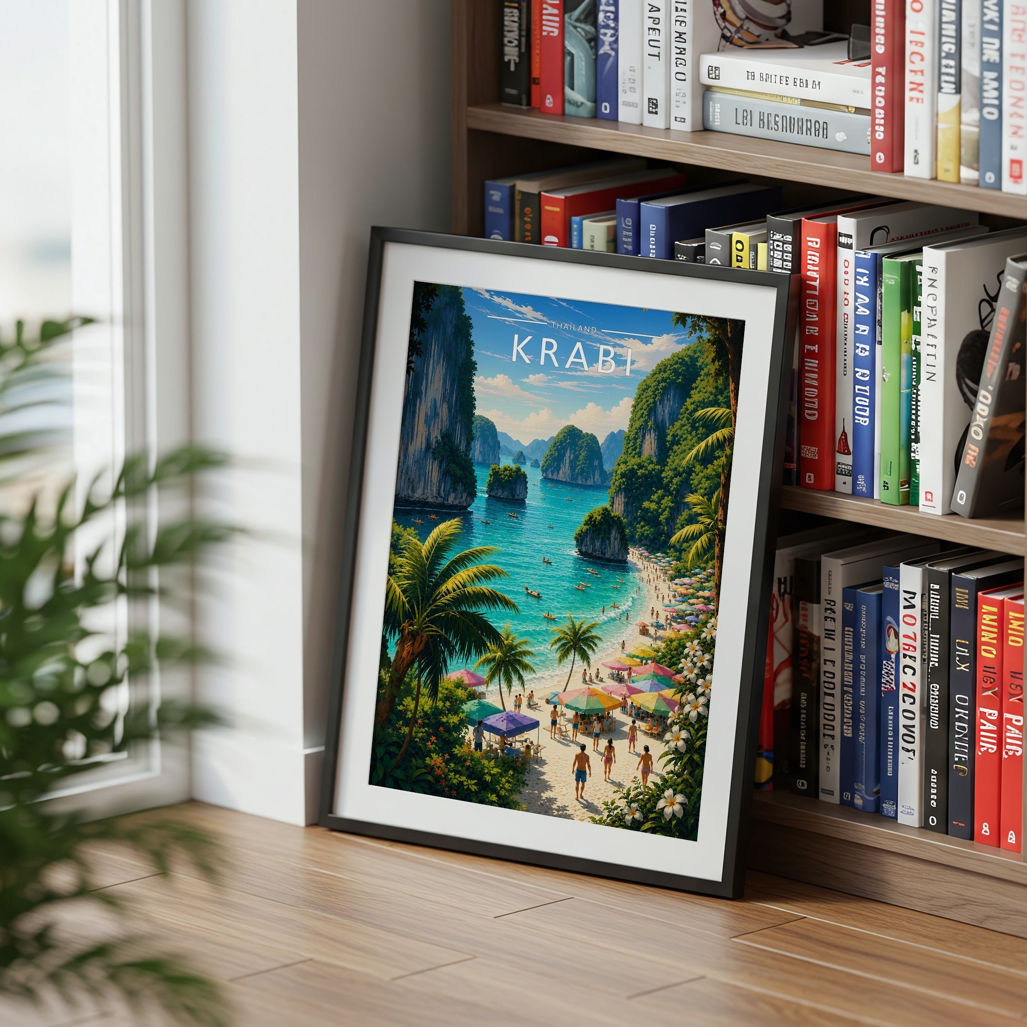 Krabi Travel Poster mounted in a black frame
