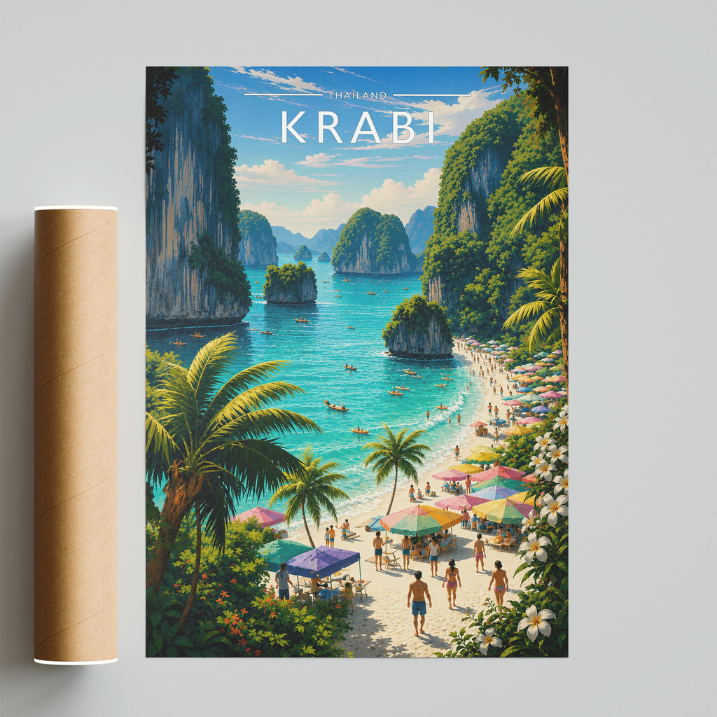 Krabi Travel Poster - fine art print with shipping tube