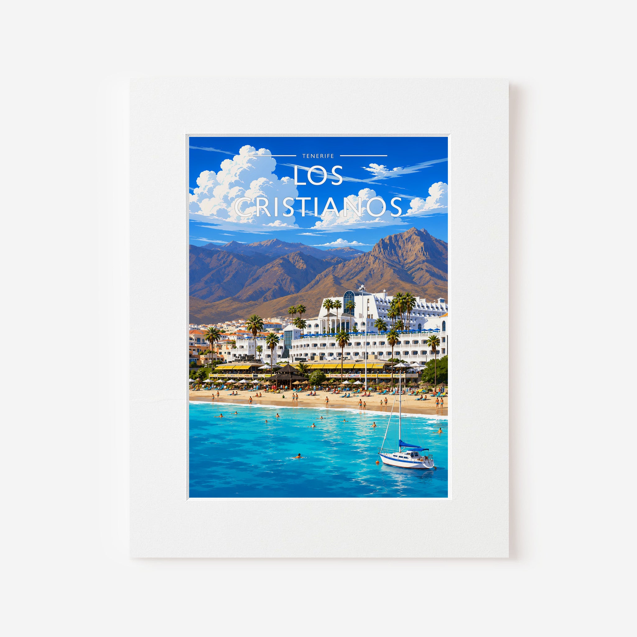 Los Cristianos Travel Poster in a white mount