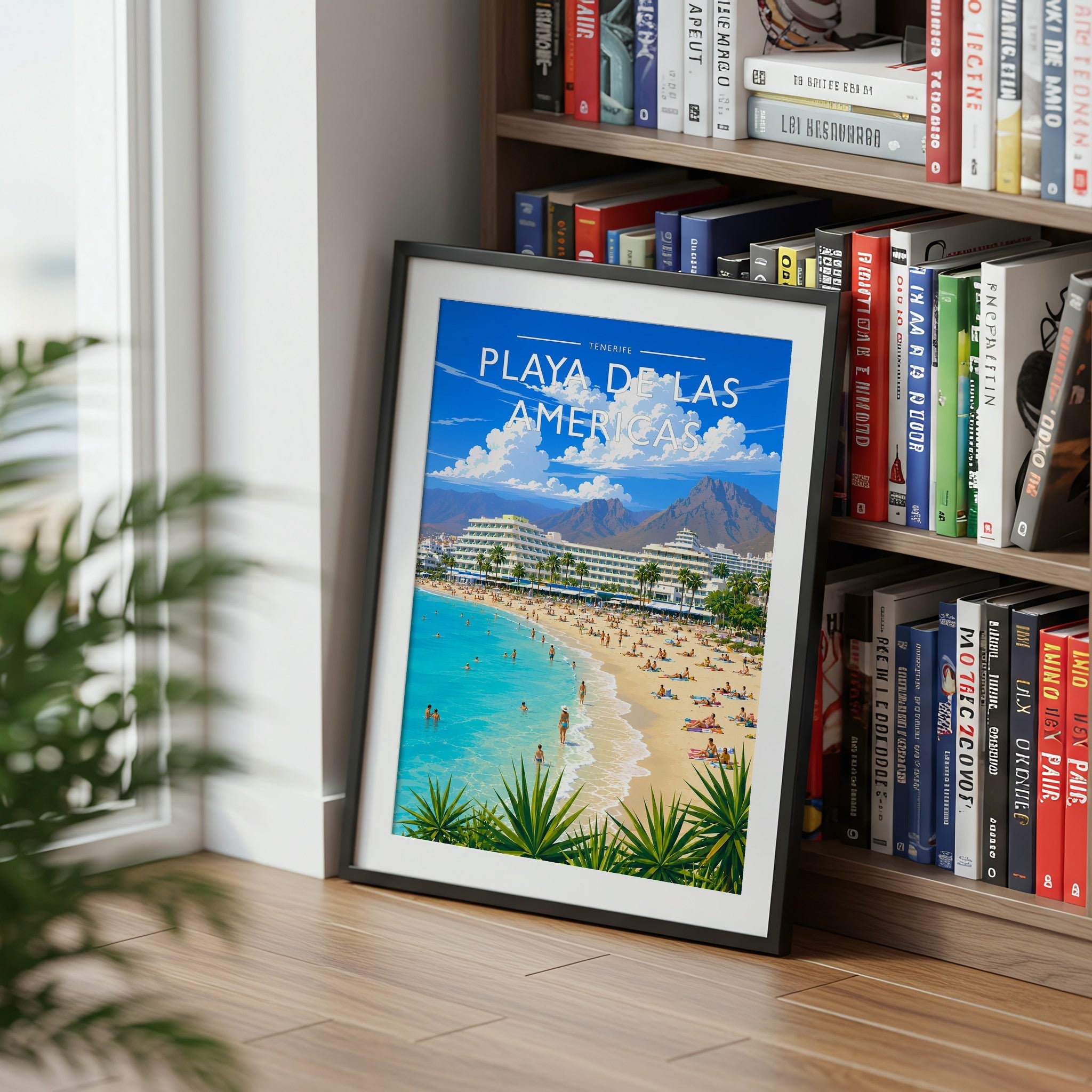 Playa de las Americas #2 Travel Poster mounted in a black frame
