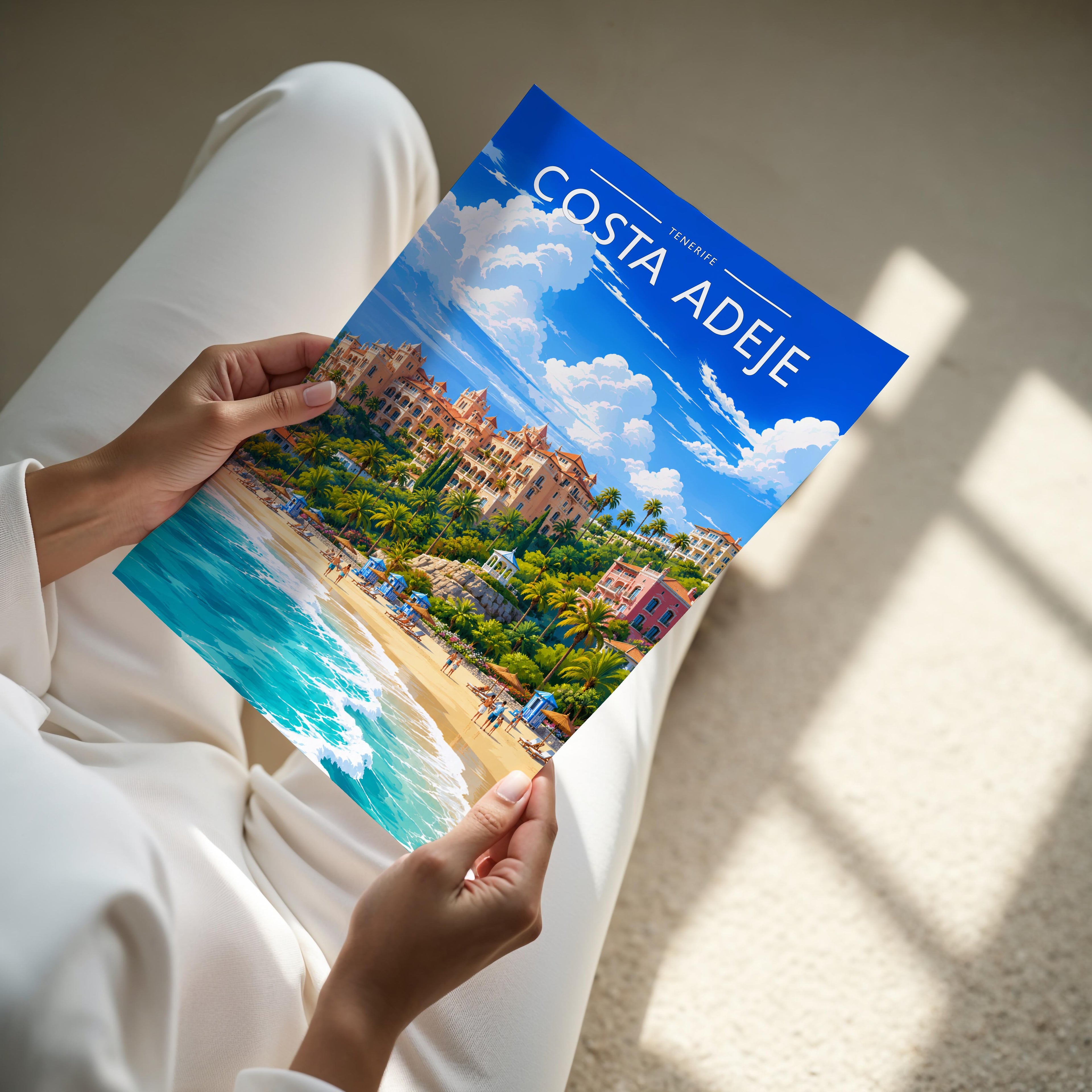 Costa Adeje #3 Travel Poster - A4 print held in hand