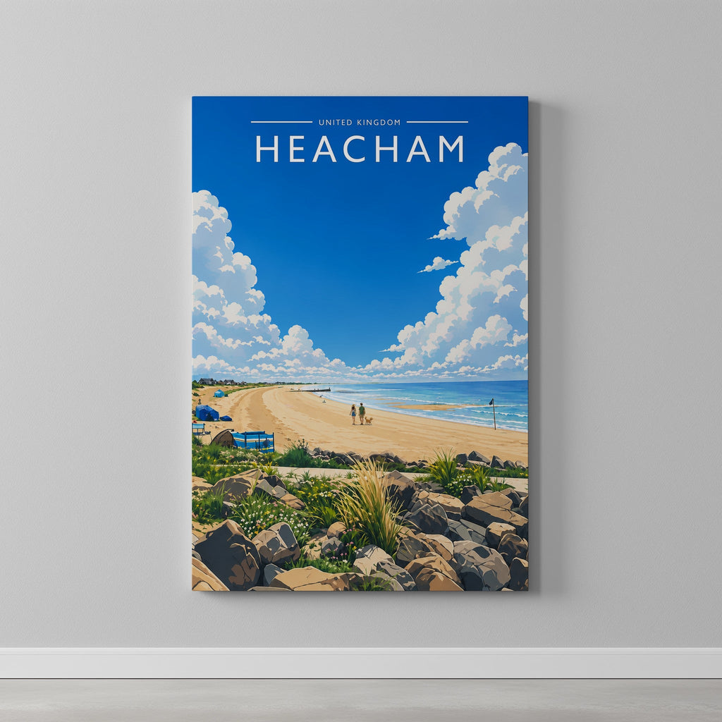 Heacham #4 Travel Poster as a gallery-wrapped canvas on a plain wall