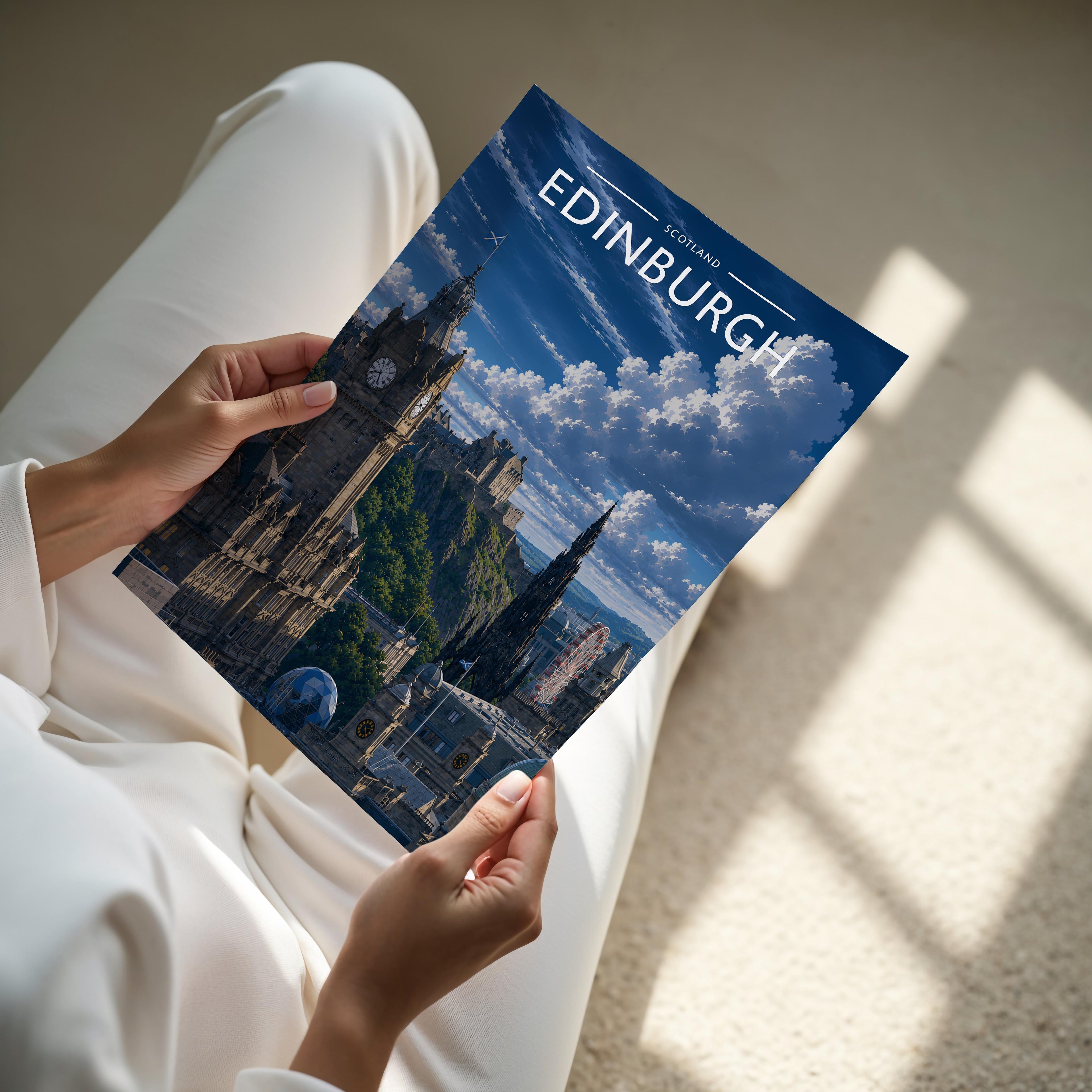 Edinburgh #2 Travel Poster - A4 print held in hand