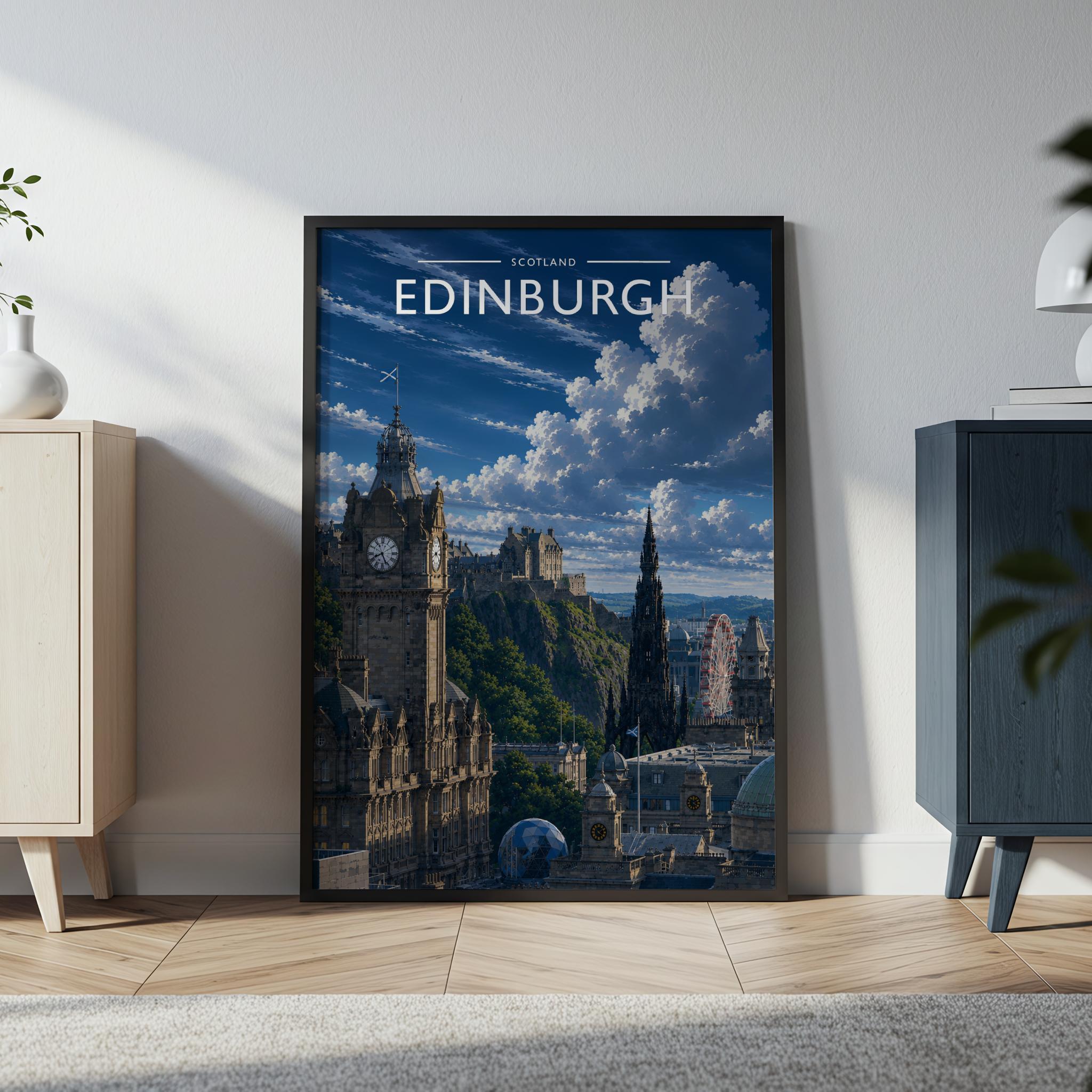 Edinburgh #2 Travel Poster in a black frame