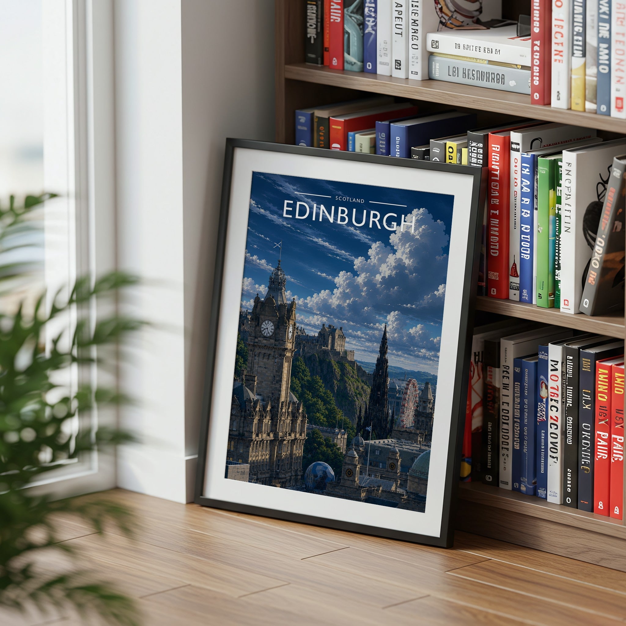 Edinburgh #2 Travel Poster mounted in a black frame